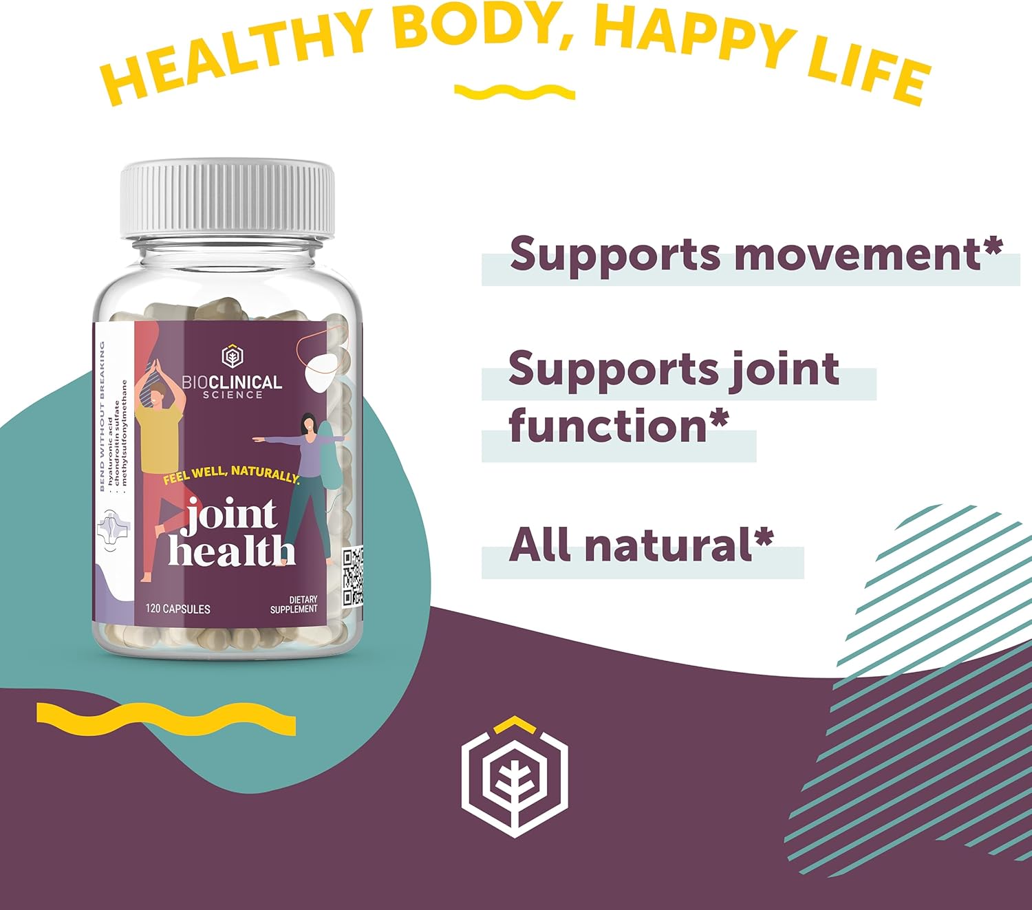 Joint Health Supplement with Chondroitin Sulfate, Hyaluronic Acid, and MSM - 120 Capsules for 60 Days