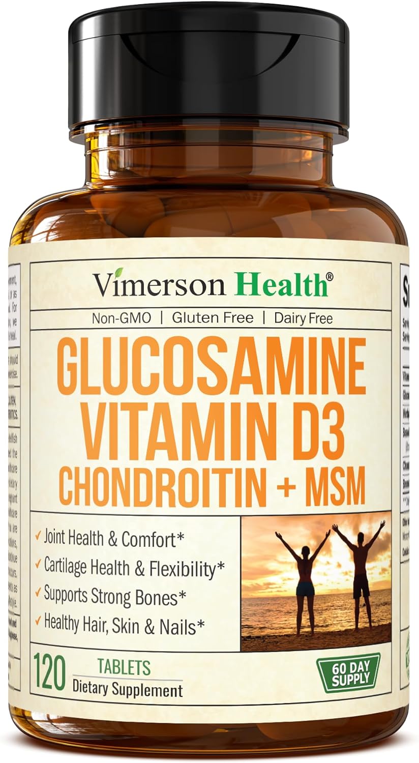 Joint Health Supplement with Glucosamine, Chondroitin, Vitamin D3, Boswellia, MSM & Bromelain - Supports Hair, Skin, Nail Health, Strong Bones, and Immune Health - 120 Tablets for Women & Men by Vimerson Health
