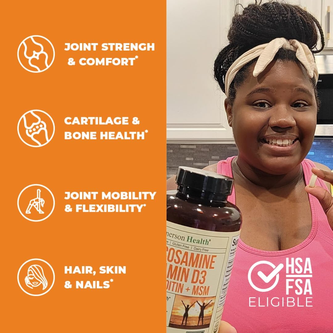 Joint Health Supplement with Glucosamine, Chondroitin, Vitamin D3, Boswellia, MSM & Bromelain - Supports Hair, Skin, Nail Health, Strong Bones, and Immune Health - 120 Tablets for Women & Men by Vimerson Health