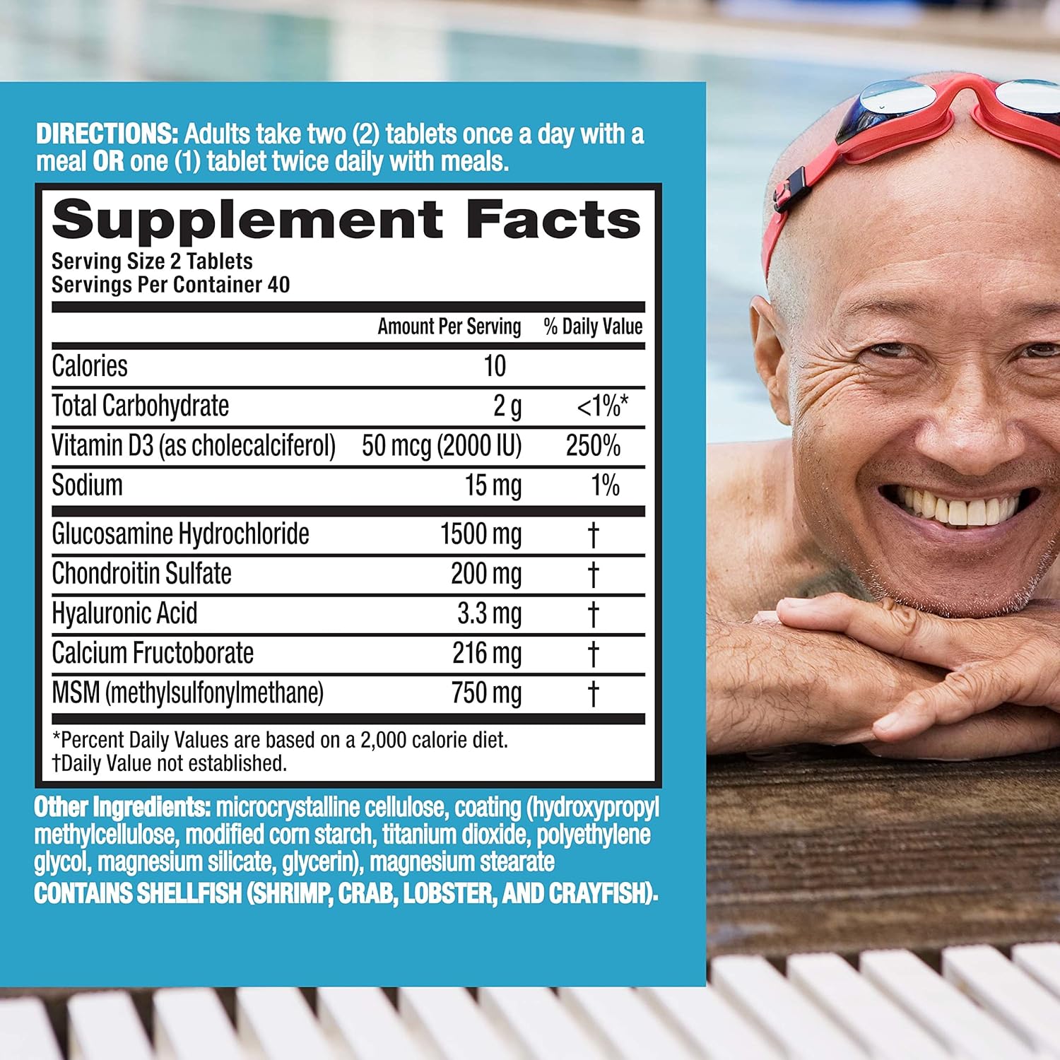 Joint Health Supplement with Glucosamine, Chondroitin, MSM & Vitamin D3 - Move Free Advanced Support Tablets for Men & Women (80ct)