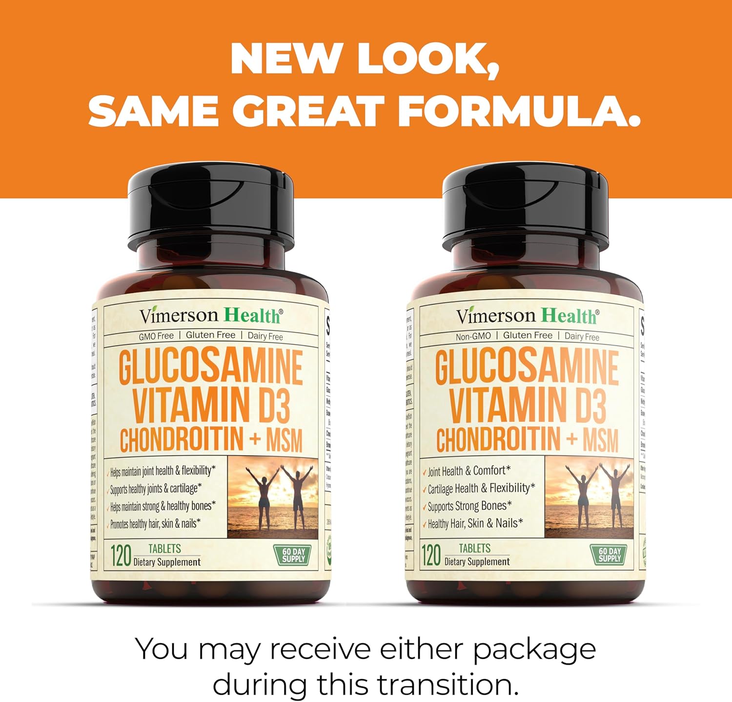 Joint Health Supplement with Glucosamine, Chondroitin, Vitamin D3, Boswellia, MSM & Bromelain - Supports Hair, Skin, Nail Health, Strong Bones, and Immune Health - 120 Tablets for Women & Men by Vimerson Health