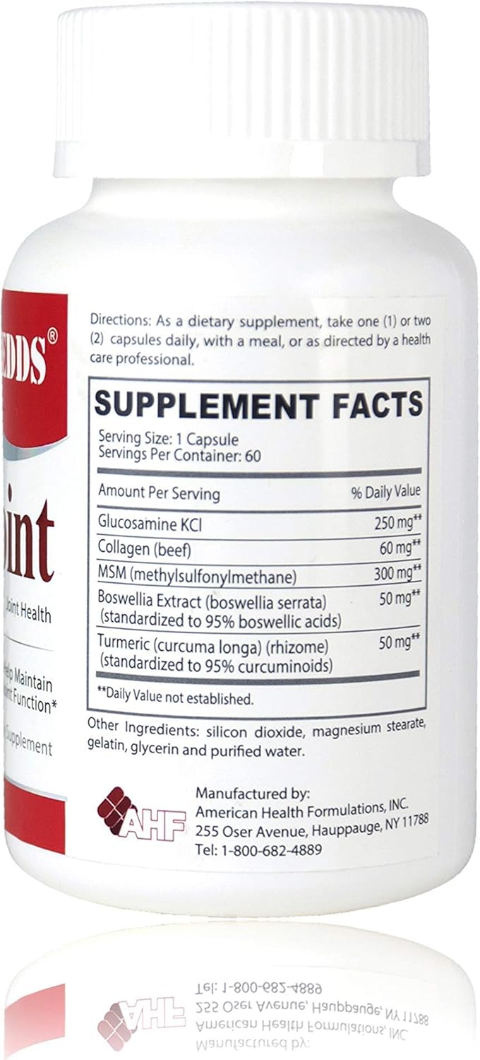 Joint Health Supplement with Glucosamine, MSM, Boswellia, Turmeric, Collagen | SEDDS® Fast Acting Formula for Men & Women | 60 Capsules