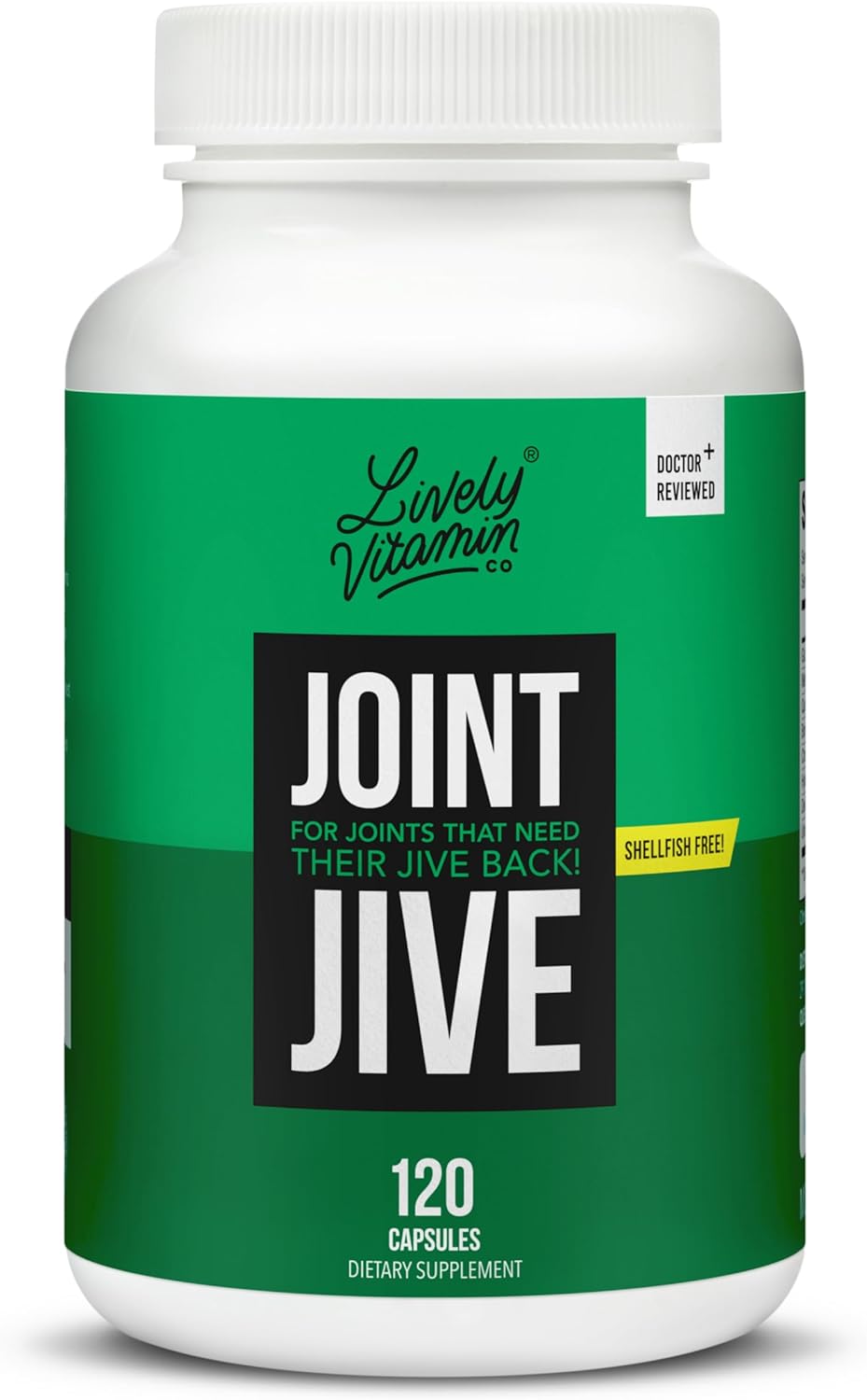 Joint Jive Supplement - Supports Joint Health with Collagen, Glucosamine, MSM, Quercetin, Chondroitin - Shellfish-Free Formula - 120 Capsules