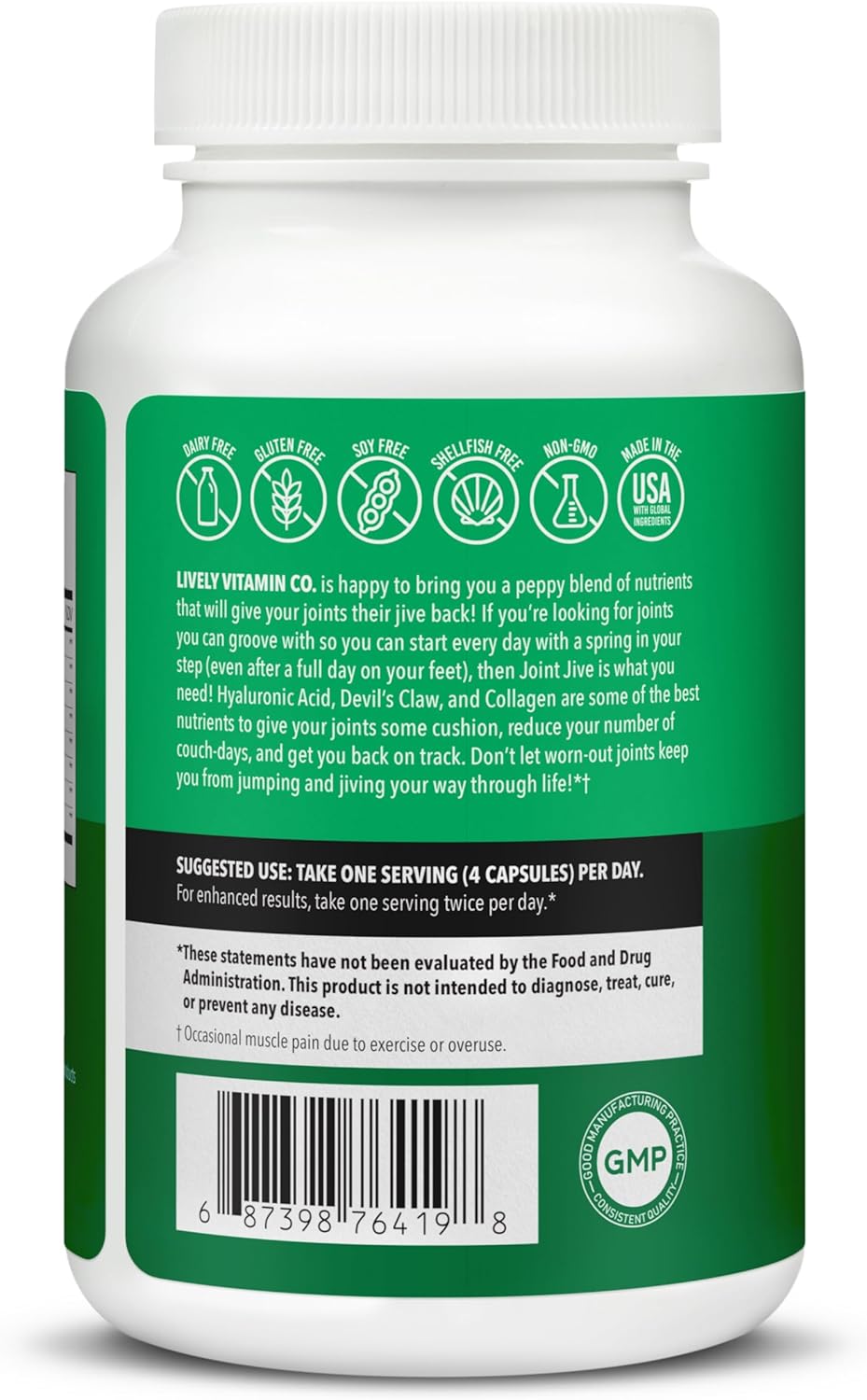 Joint Jive Supplement - Supports Joint Health with Collagen, Glucosamine, MSM, Quercetin, Chondroitin - Shellfish-Free Formula - 120 Capsules