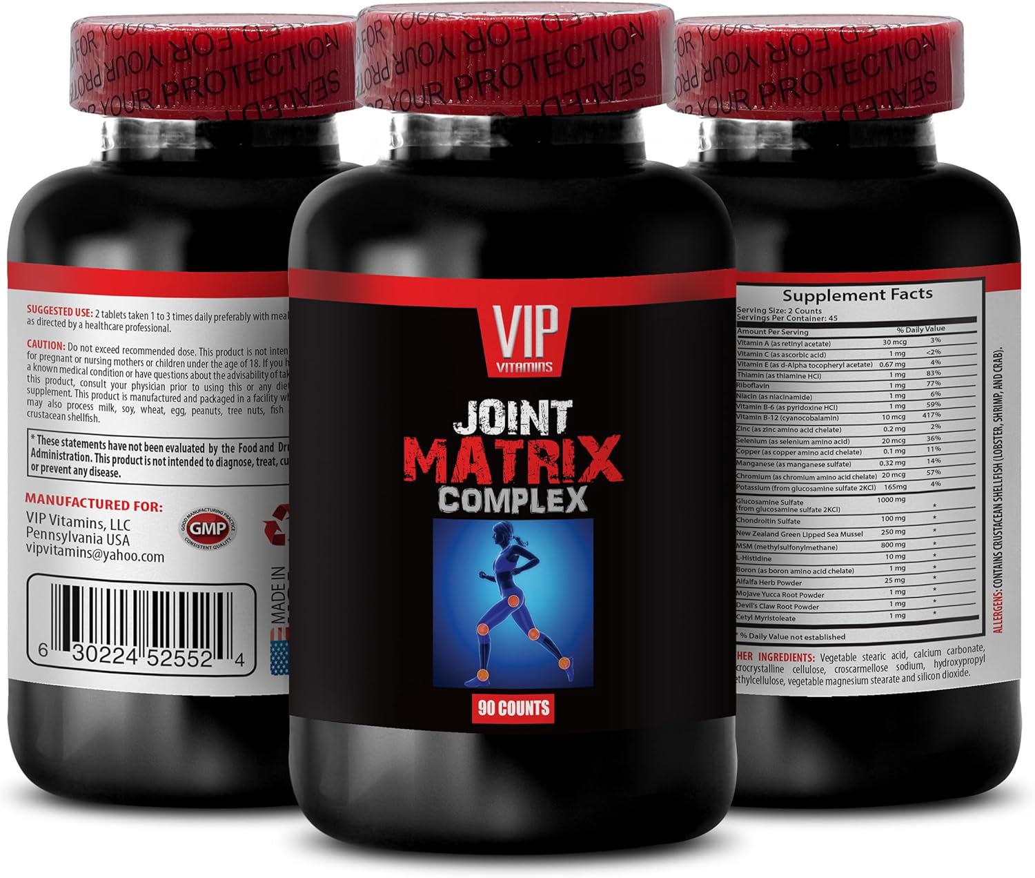 Joint Matrix Complex - Glucosamine Supplement Tablets for Adult Joint Support - Collagen Pills for Knee Health - 2 Bottles, 180 Tablets