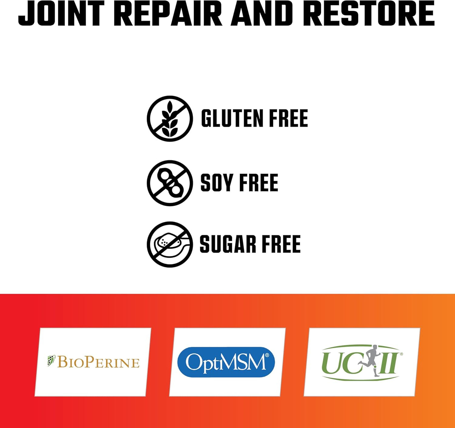 Joint+ Supplement with UC-II Collagen, MSM, Glucosamine, and Bioperine for Joint Health Support