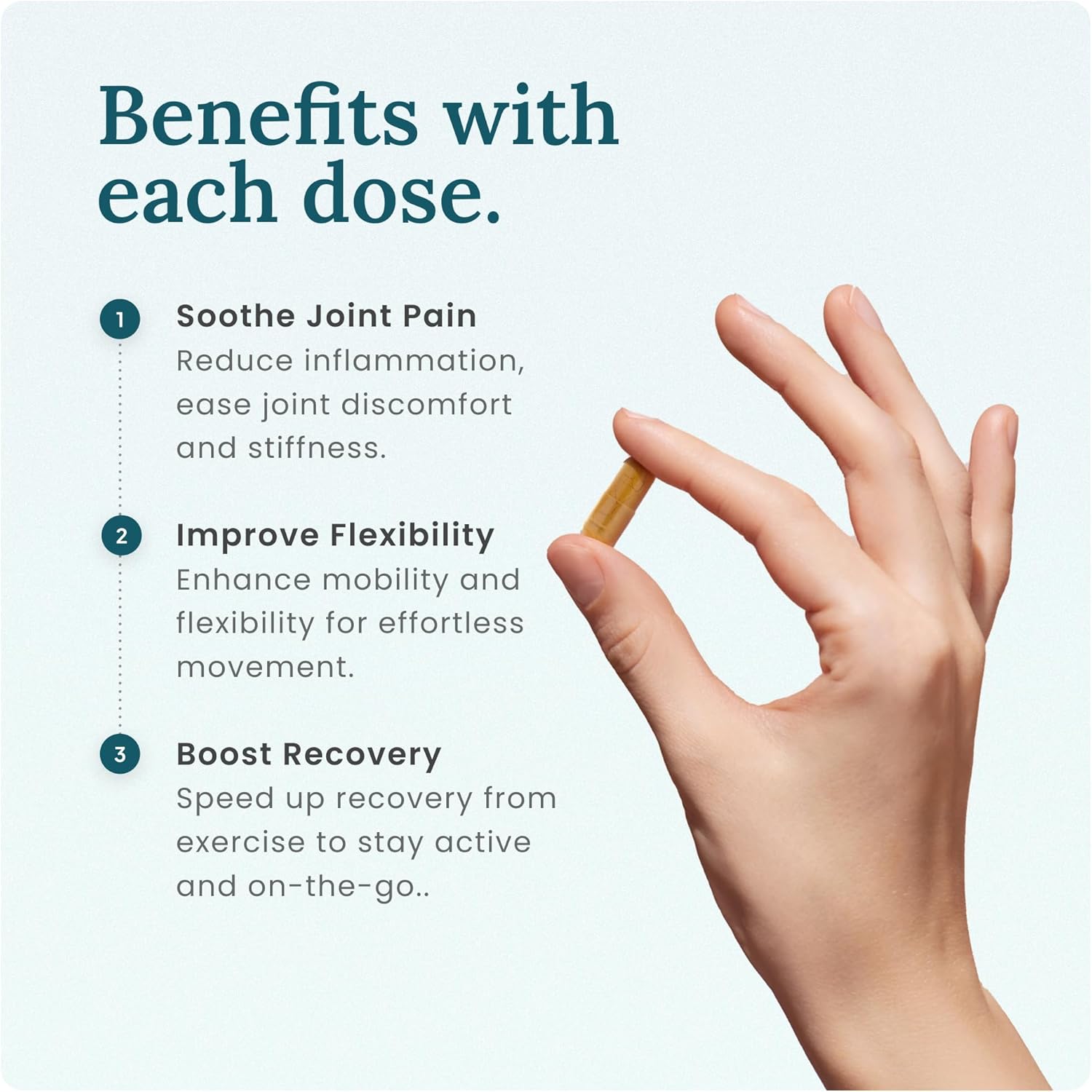 Joint Support and Muscle Recovery Supplement with Boswellia Serrata, Molecular Hydrogen, and Curcumin - 60 Count