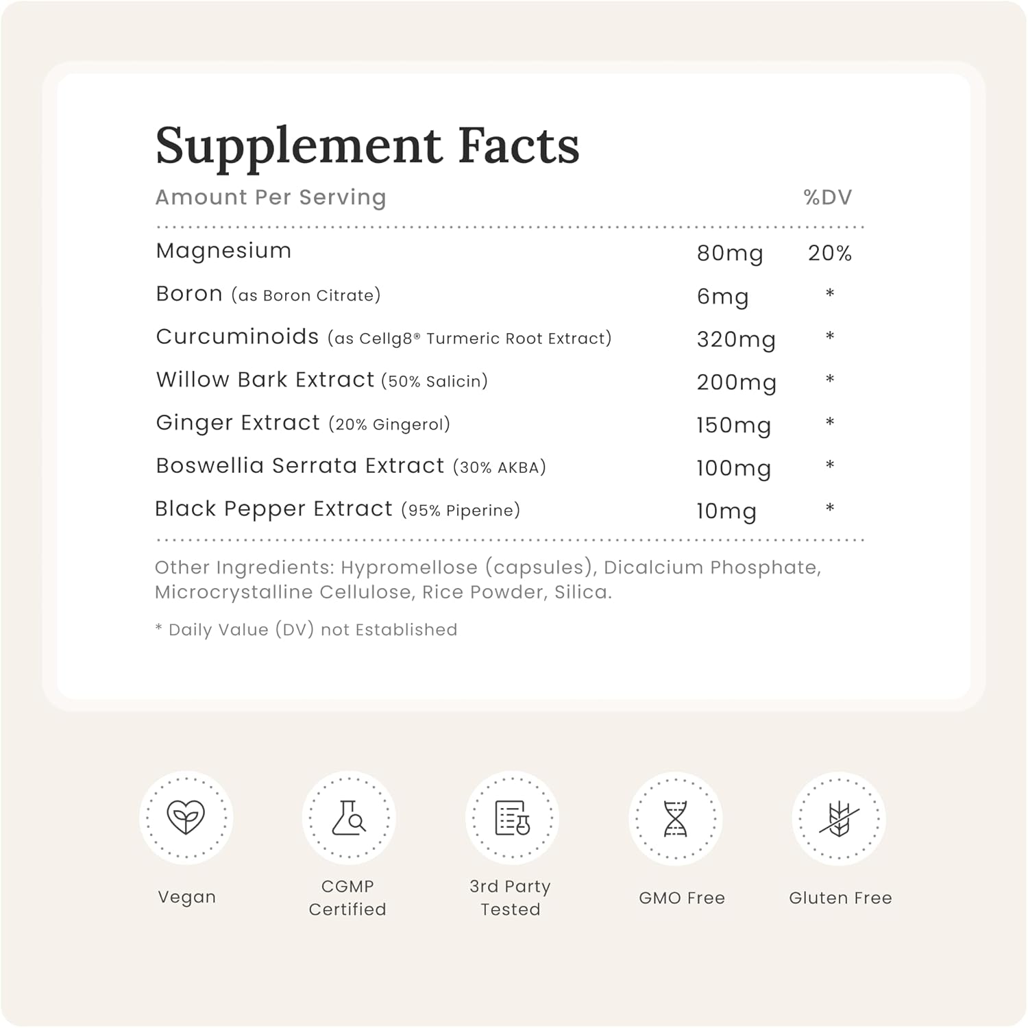Joint Support and Muscle Recovery Supplement with Boswellia Serrata, Molecular Hydrogen, and Curcumin - 60 Count