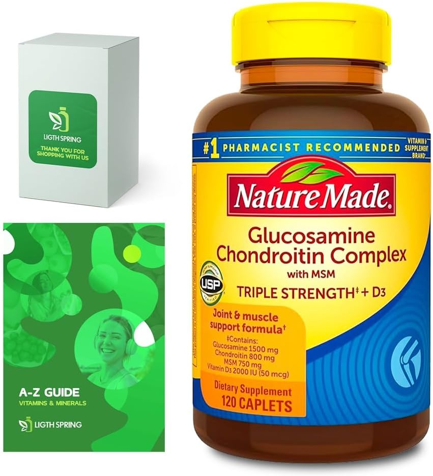 Joint Support Bundle: Glucosamine Chondroitin Complex with MSM, 120 Caplets + A to Z Vitamins & Minerals - Better Light&Spring Guide