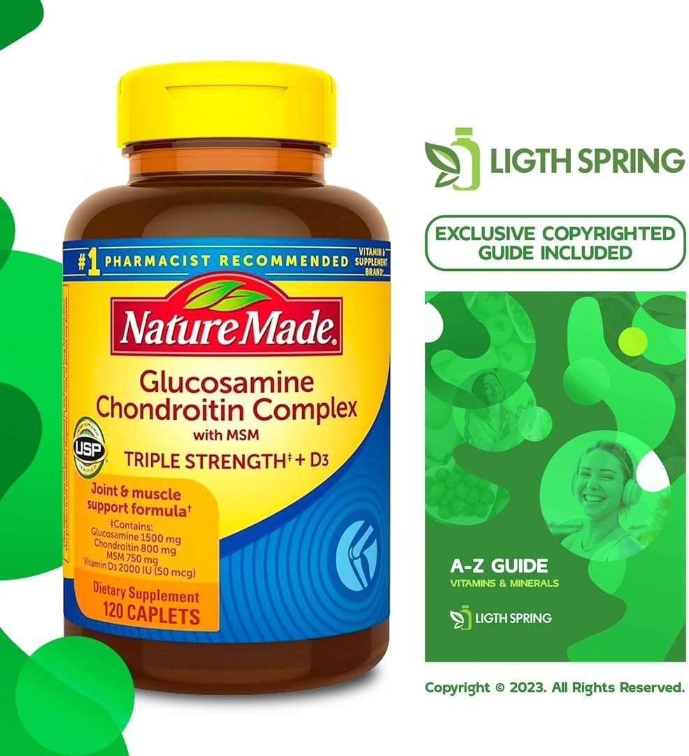 Joint Support Bundle: Glucosamine Chondroitin Complex with MSM, 120 Caplets + A to Z Vitamins & Minerals - Better Light&Spring Guide