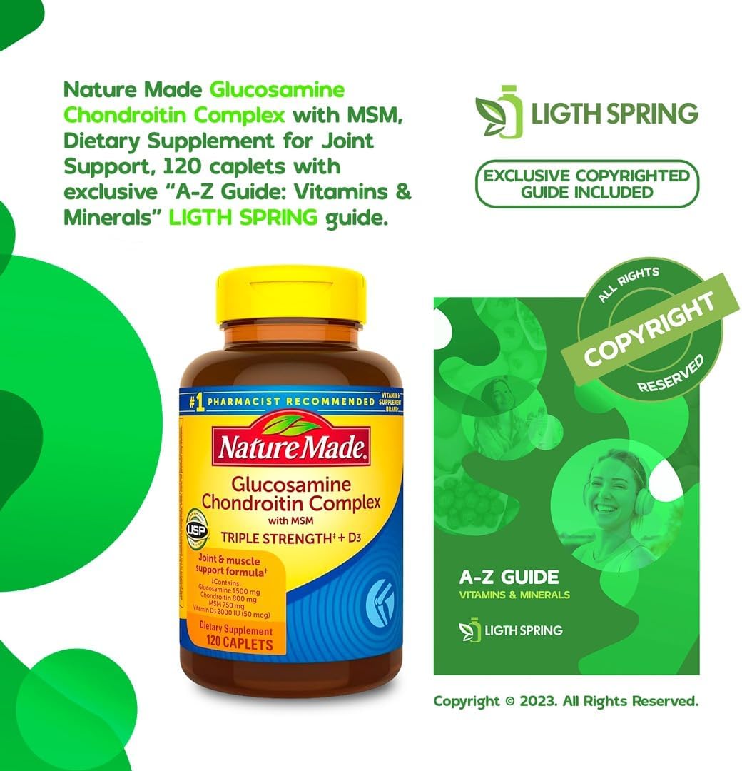 Joint Support Bundle: Glucosamine Chondroitin Complex with MSM, 120 Caplets + A to Z Vitamins & Minerals - Better Light&Spring Guide