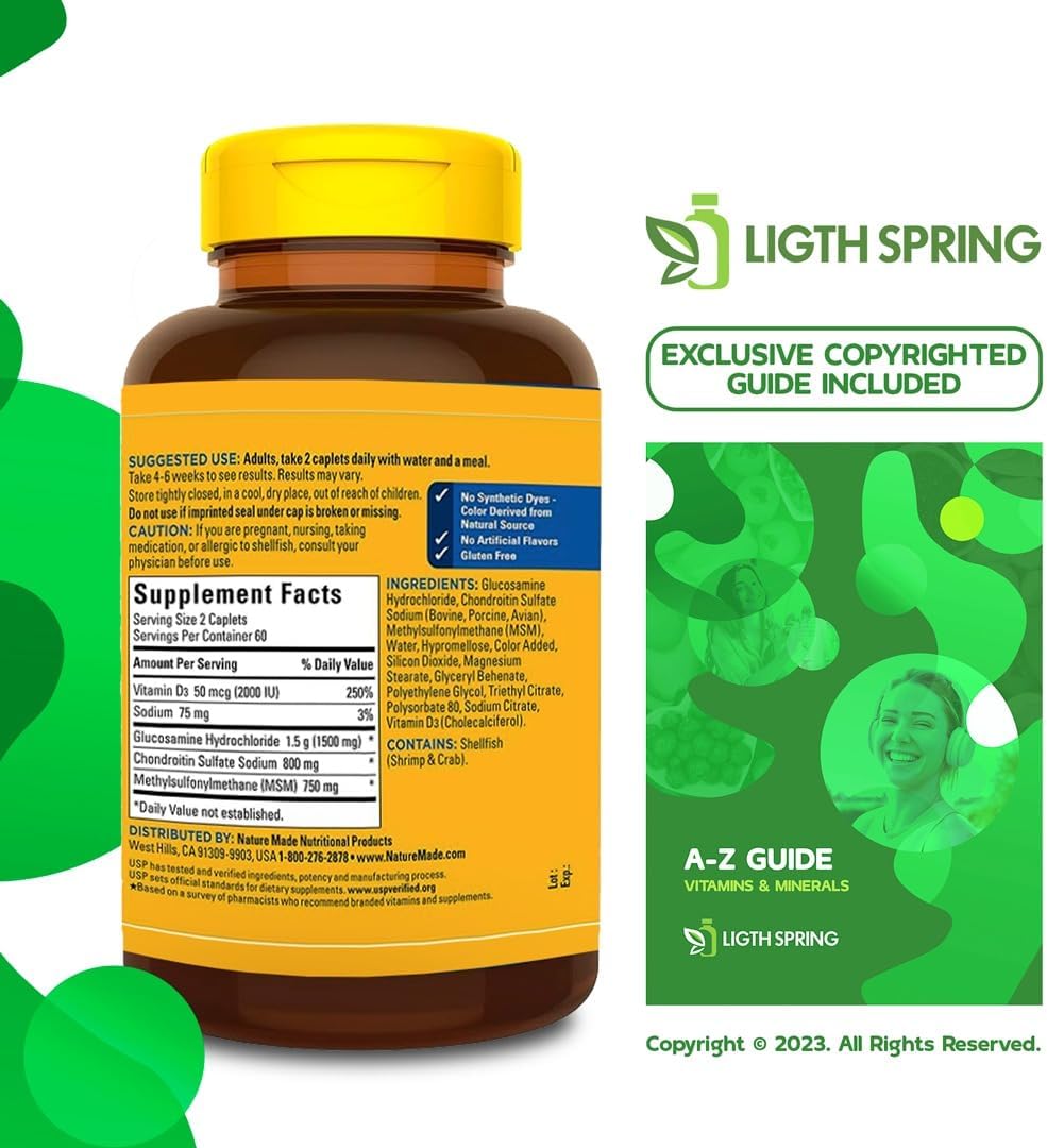 Joint Support Bundle: Glucosamine Chondroitin Complex with MSM, 120 Caplets + A to Z Vitamins & Minerals - Better Light&Spring Guide