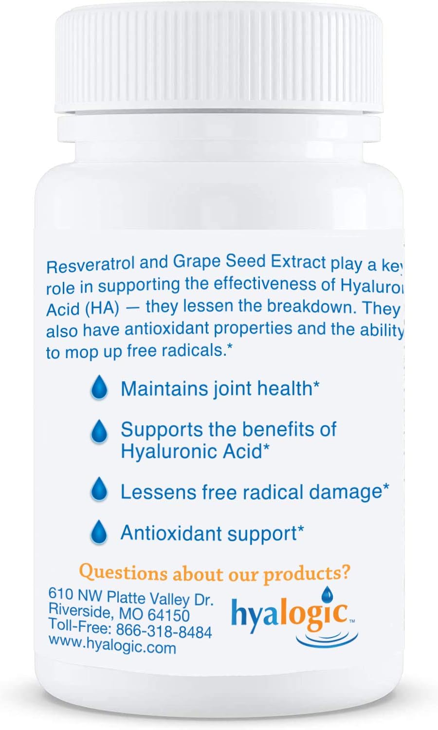Joint Support Capsules with Resveratrol and Grape Seed Extract - 30 Day Supply