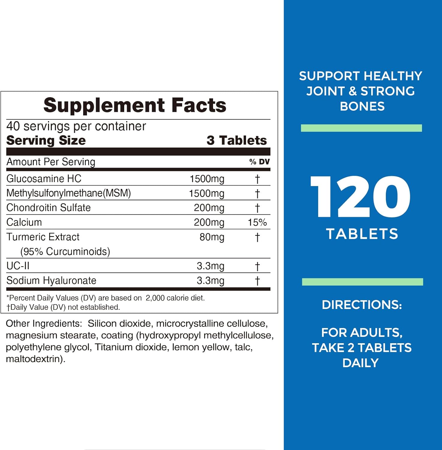 Joint Support Complex with Glucosamine, Chondroitin, MSM, Turmeric, and More - 120 Tablets for Healthy Joints and Mobility