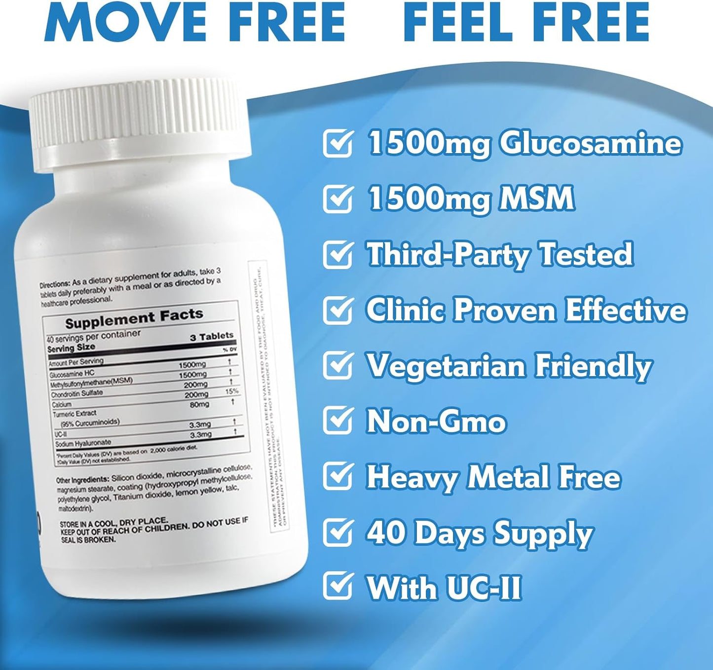 Joint Support Complex with Glucosamine, Chondroitin, MSM, Turmeric, and More - 120 Tablets for Healthy Joints and Mobility