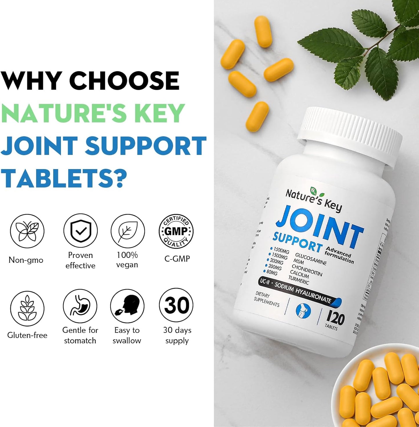 Joint Support Complex with Glucosamine, Chondroitin, MSM, Turmeric, and More - 120 Tablets for Healthy Joints and Mobility
