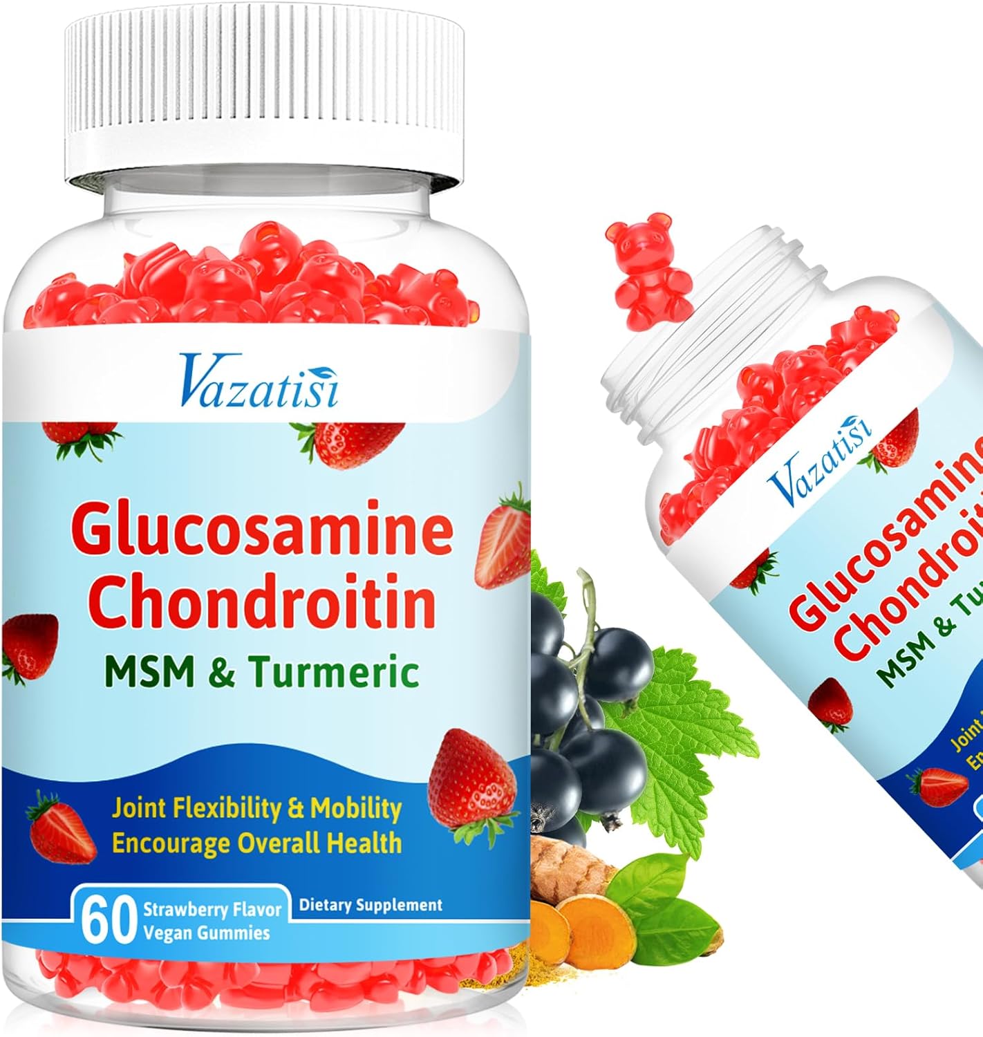 Joint Support Gummies with Glucosamine, Chondroitin, Turmeric, MSM, and Boswellia for Cartilage Health - 120 Count