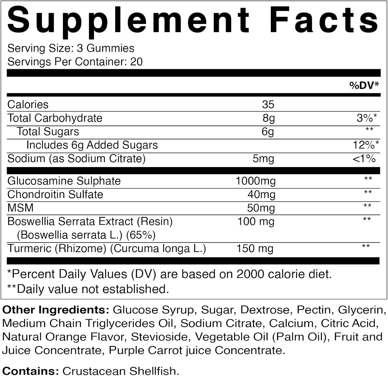 Joint Support Gummies with Glucosamine, Chondroitin, MSM, Turmeric, and Boswellia - 60 Pectin Based Gummies