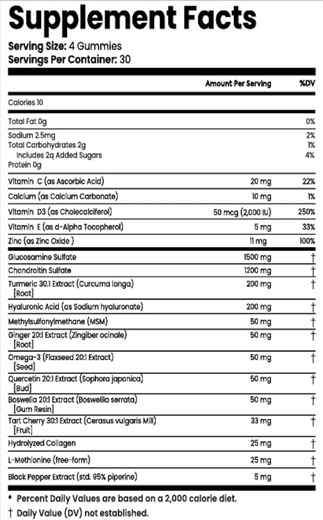 Joint Support Gummies with Glucosamine, Chondroitin, and MSM, Enhanced with Omega 3, Turmeric, Collagen, and More