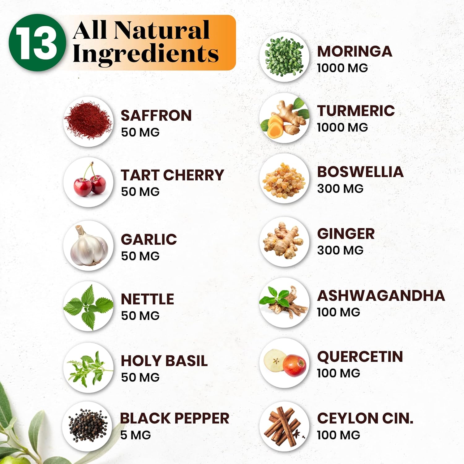 Joint Support Superfood Supplement with Turmeric, Moringa, Ginger, Boswellia, Saffron, and Holy Basil - 360 Count