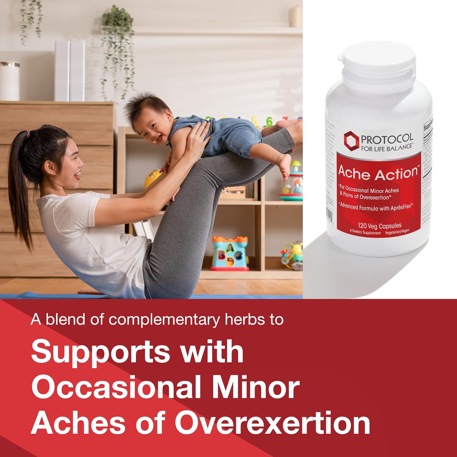 Joint Support Supplement for Men and Women - Ache Action Protocol for Life Balance - 120 Veg Caps - Target Overuse Joint Ache