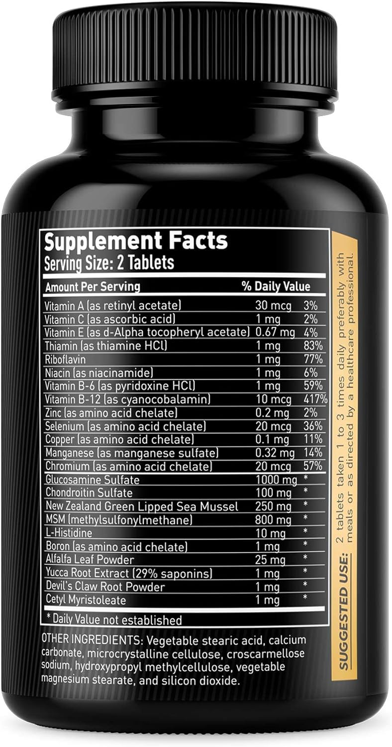 Joint Support Supplement for Runners - Contains Glucosamine, Chondroitin, MSM - Helps Reduce Knee & Joint Discomfort - 90 Tablets
