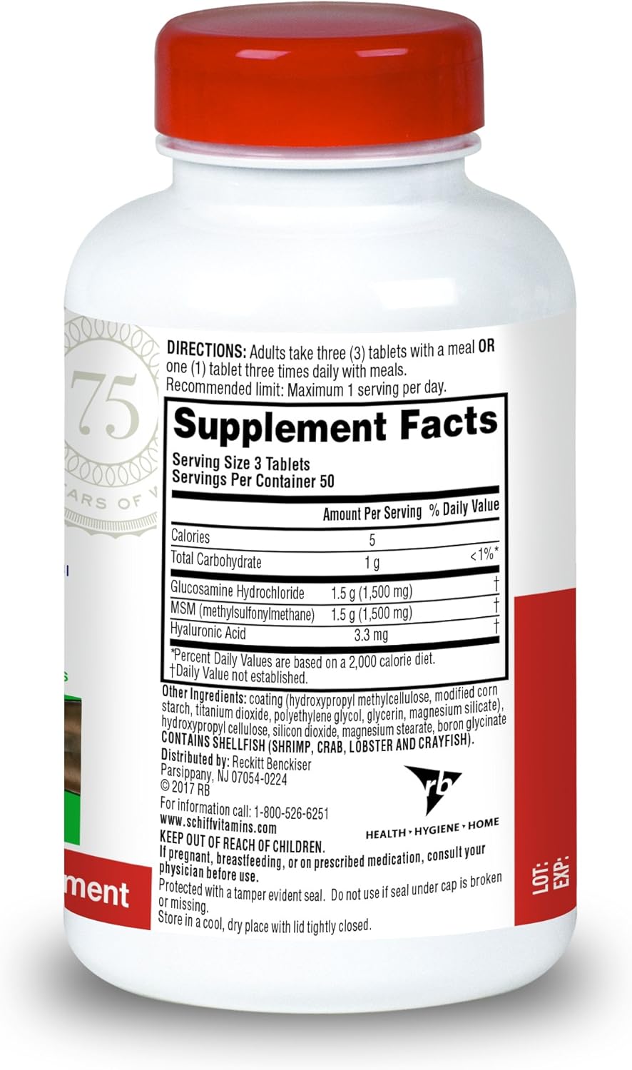 Joint Support Supplement with 1500mg Glucosamine, 1500mg MSM, and Hyaluronic Acid - 150 Tablets
