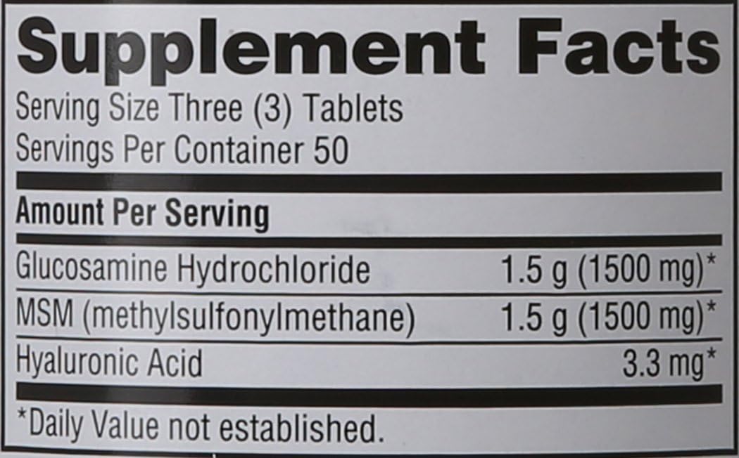 Joint Support Supplement with 1500mg Glucosamine, 1500mg MSM, and Hyaluronic Acid - 150 Tablets