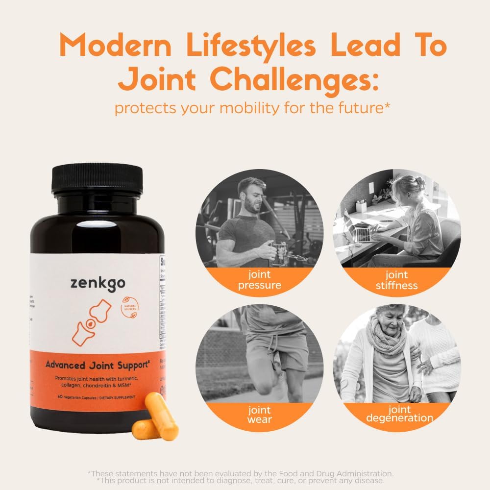 Joint Support Supplement with Chondroitin, Boswellia, MSM, Turmeric, and Collagen for Mobility, Comfort, and Repair - 60 Capsules