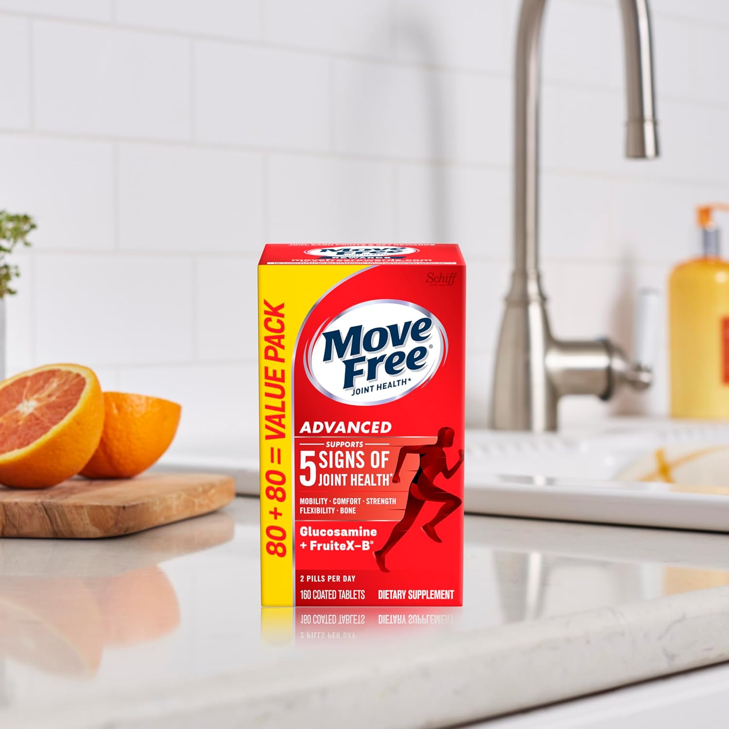 Joint Support Supplement with Glucosamine, Chondroitin, Calcium Fructoborate - 160 Tablets for Mobility & Bone Strength