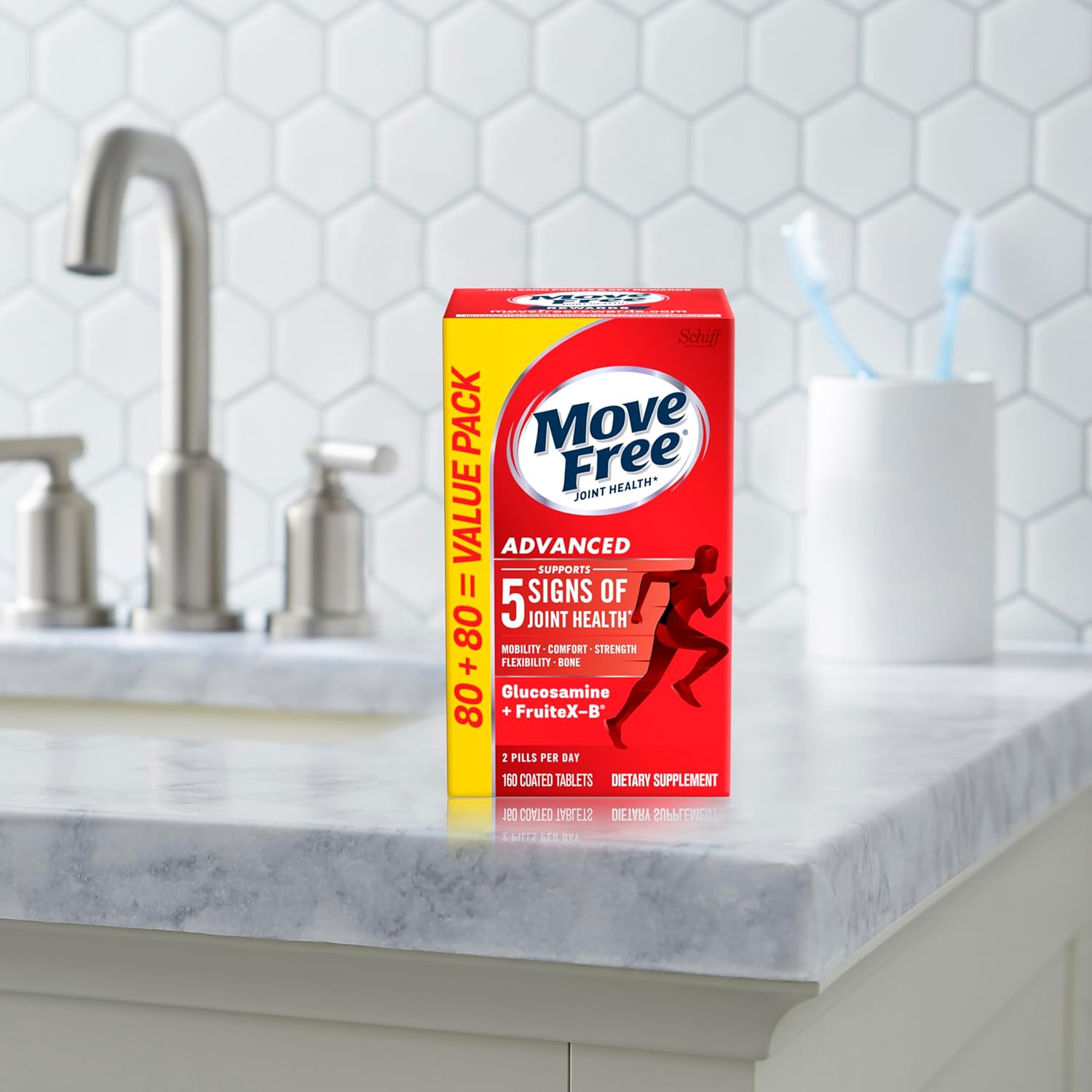 Joint Support Supplement with Glucosamine, Chondroitin, Calcium Fructoborate - 160 Tablets for Mobility & Bone Strength