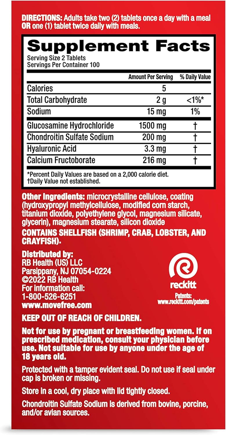 Joint Support Supplement with Glucosamine, Chondroitin, Calcium Fructoborate - 200 Tablets for Mobility, Comfort, Strength, Flexibility & Bone Health