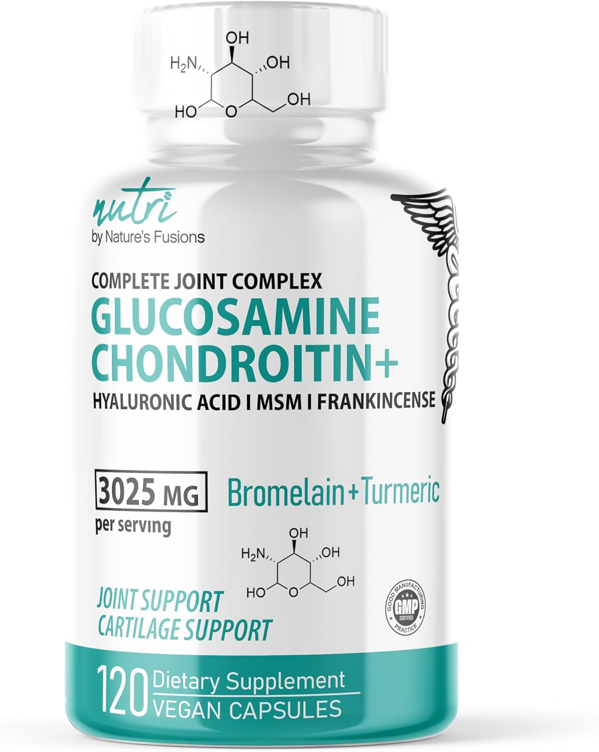Joint Support Supplement with Glucosamine, Chondroitin, MSM, Turmeric, Boswellia - 120 Capsules - Supports Healthy Bones - with Hyaluronic Acid