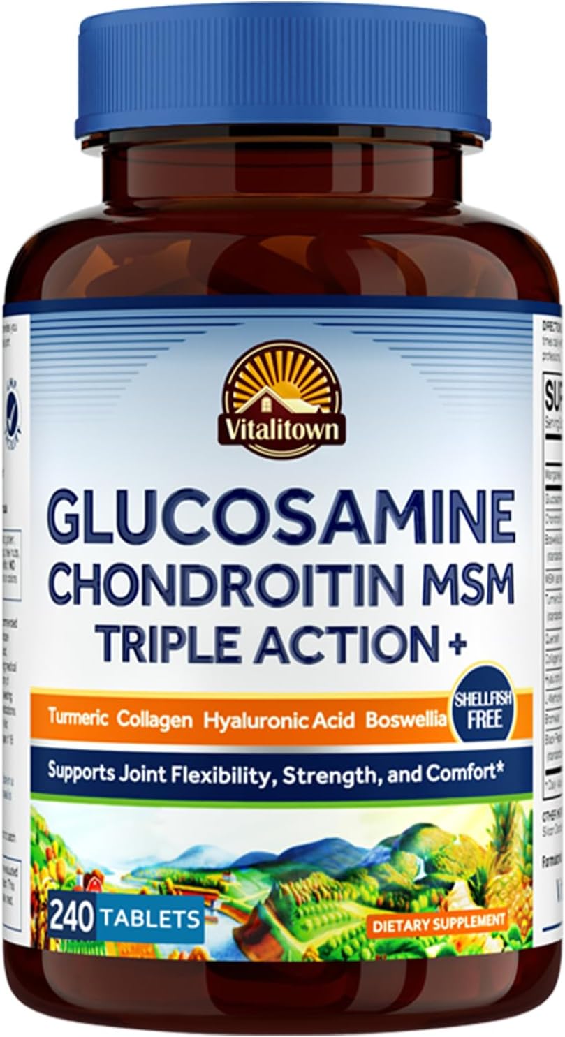 Joint Support Supplement with Glucosamine, Chondroitin, MSM, and Turmeric | 12 Ingredients for Joint Health | 240 Tablets, Shellfish-Free