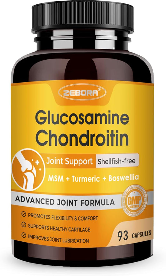 Joint Support Supplement with Glucosamine, Chondroitin, MSM, Turmeric & Boswellia - 93 Capsules
