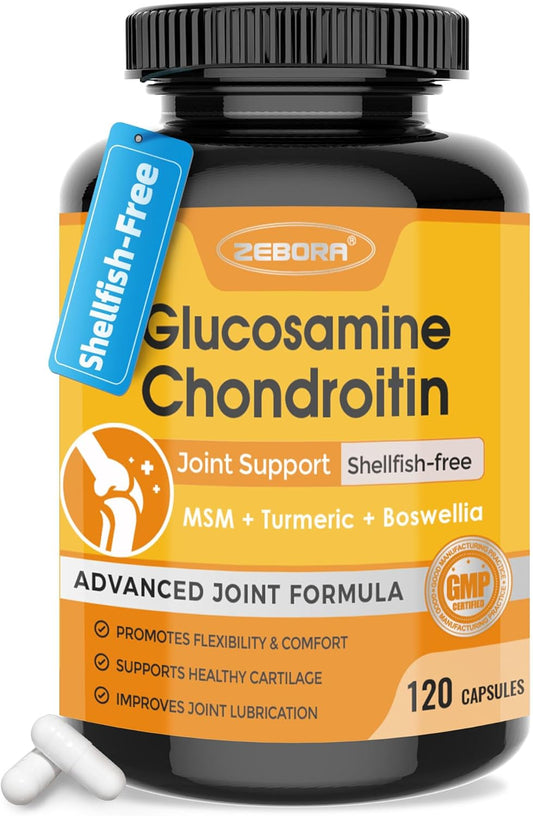 Joint Support Supplement with Glucosamine, Chondroitin, MSM, Turmeric & Boswellia - 120 Capsules for Joint Health & Relief