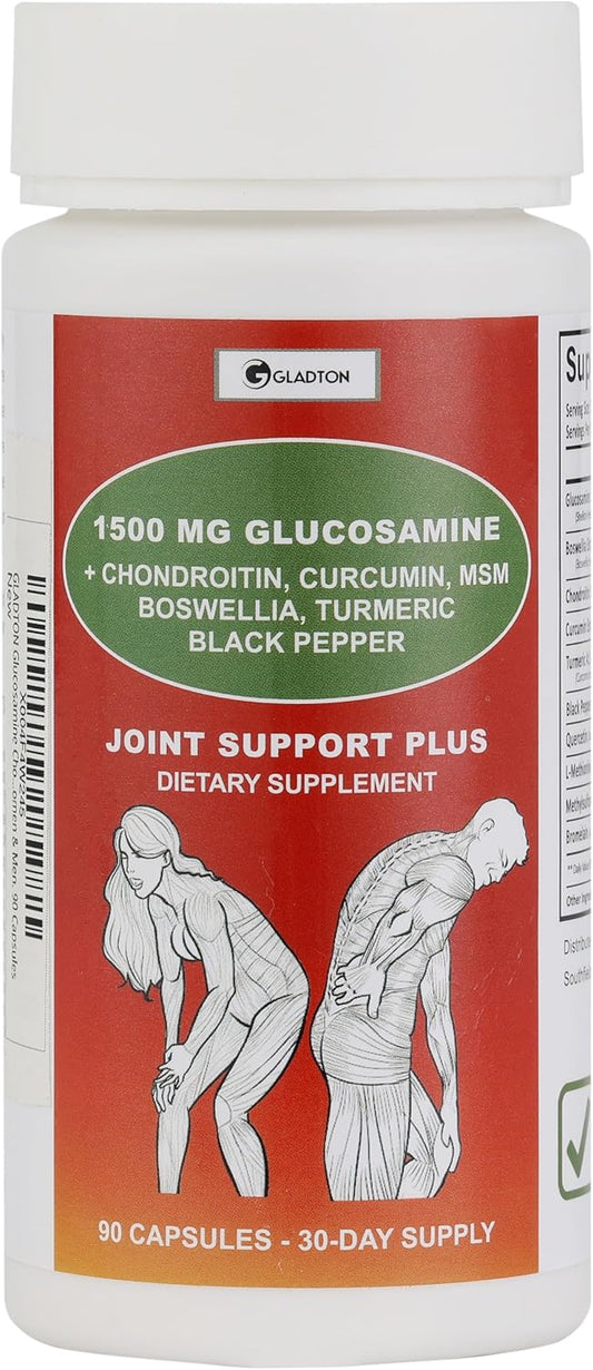 Joint Support Supplement with Glucosamine, Chondroitin, MSM, Curcumin, Turmeric, and Boswellia - 90 Capsules for Bone, Back, Knee, and Hand Flexibility & Mobility - Joint Health for Women & Men