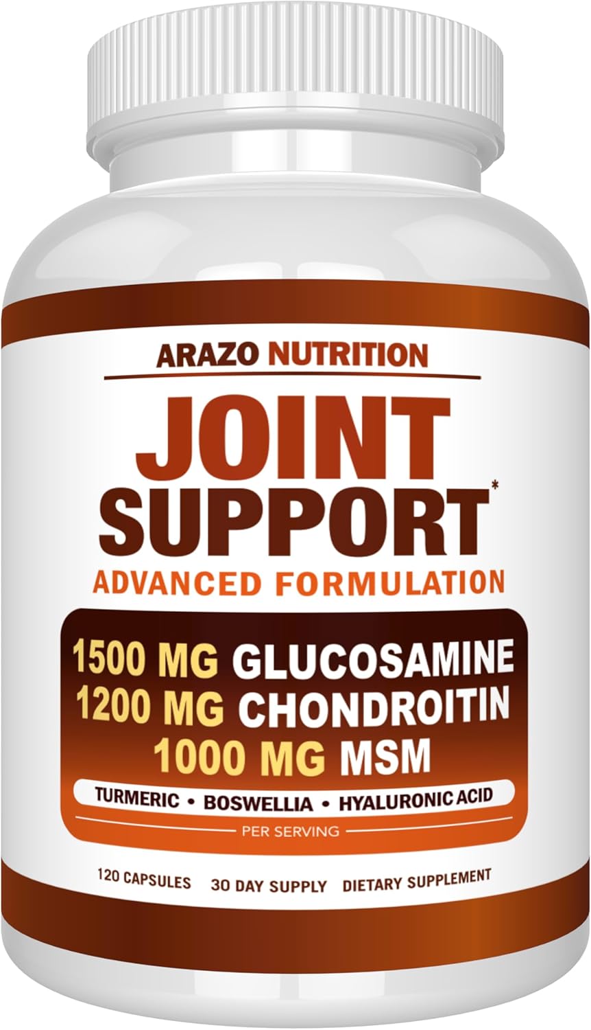 Joint Support Supplement with Glucosamine, Chondroitin, Turmeric, MSM, and Boswellia - 120 Capsules for Bone, Back, Knee, and Hand Relief