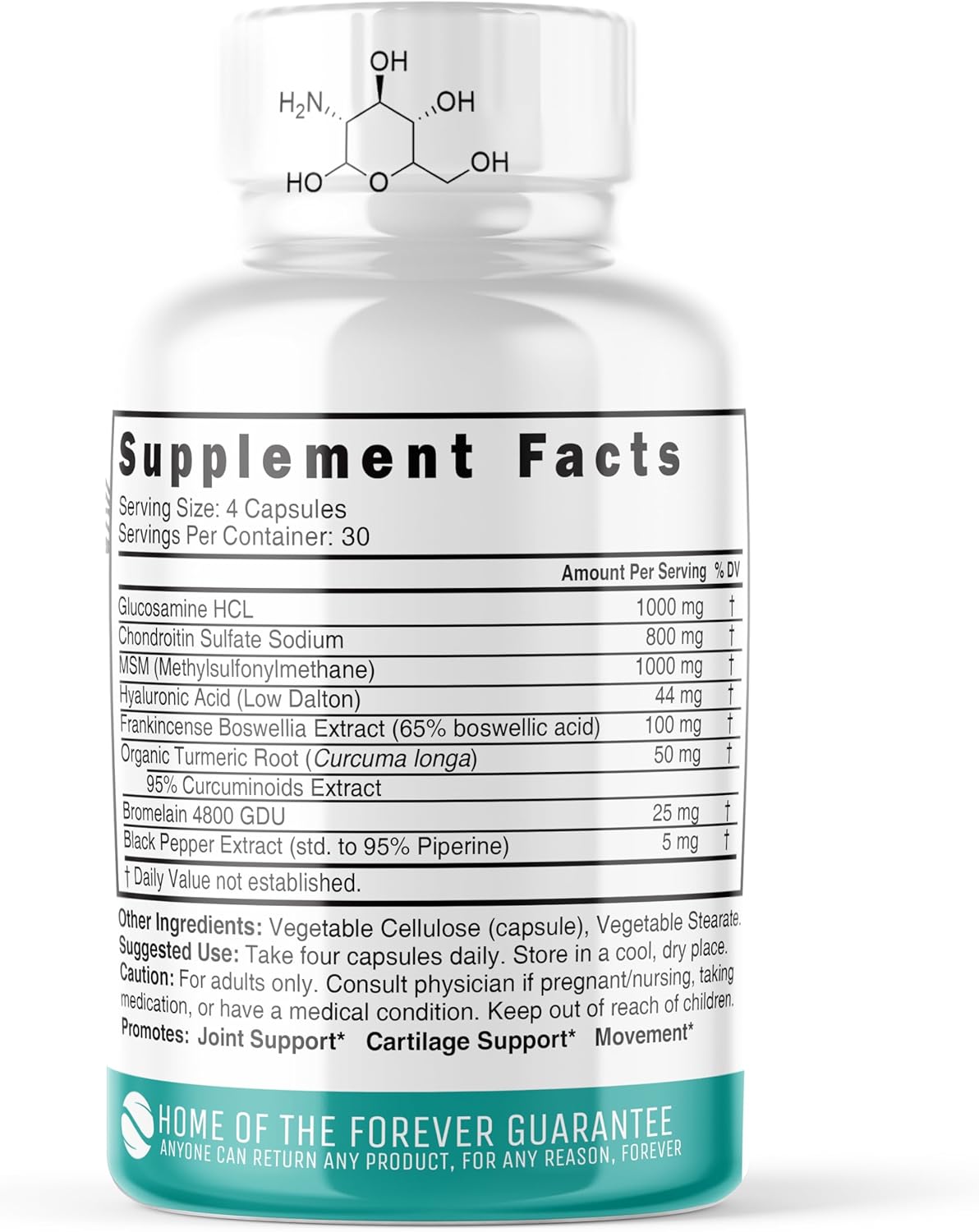 Joint Support Supplement with Glucosamine, Chondroitin, MSM, Turmeric, Boswellia - 120 Capsules - Supports Healthy Bones - with Hyaluronic Acid