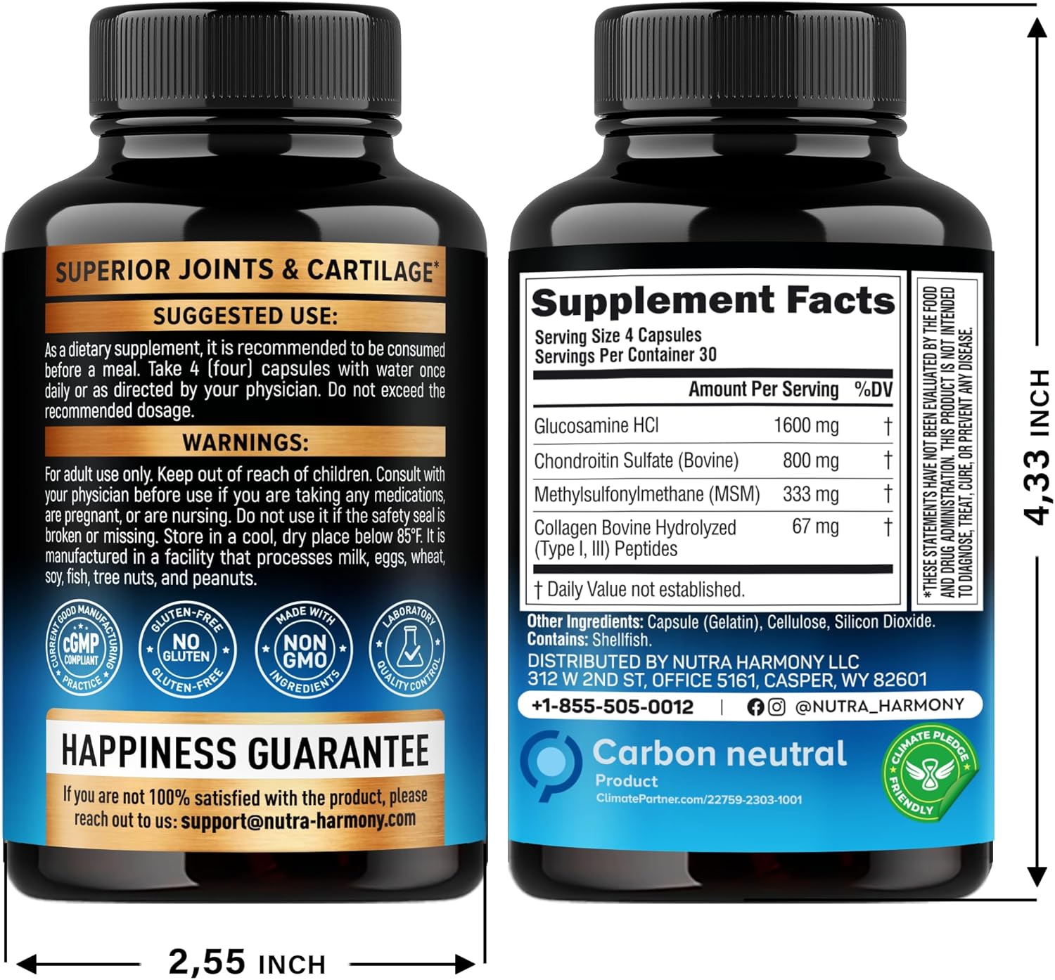Joint Support Supplement with Glucosamine, Chondroitin, MSM, and Collagen | FSA & HSA Eligible | Made in USA | Flexibility Vitamins for Men & Women | Pack of 2