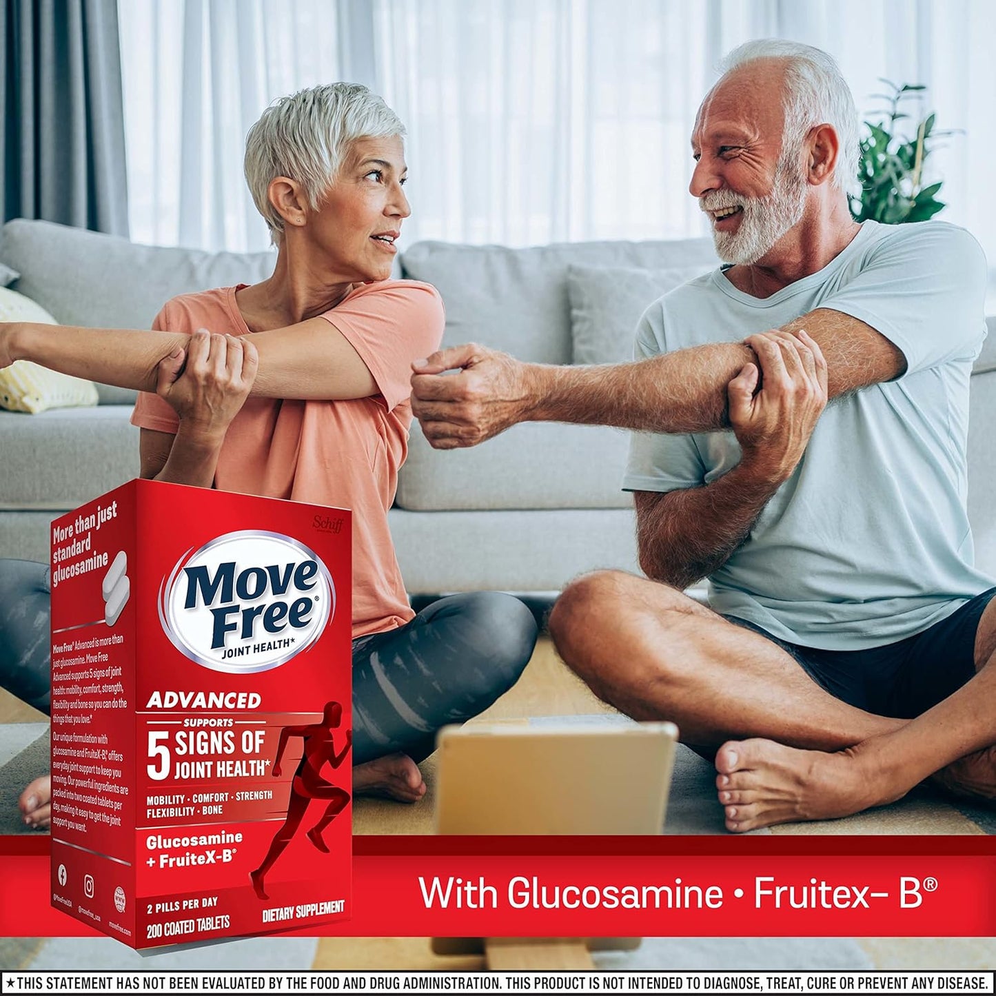Joint Support Supplement with Glucosamine, Chondroitin, Calcium Fructoborate - 200 Tablets for Mobility, Comfort, Strength, Flexibility & Bone Health