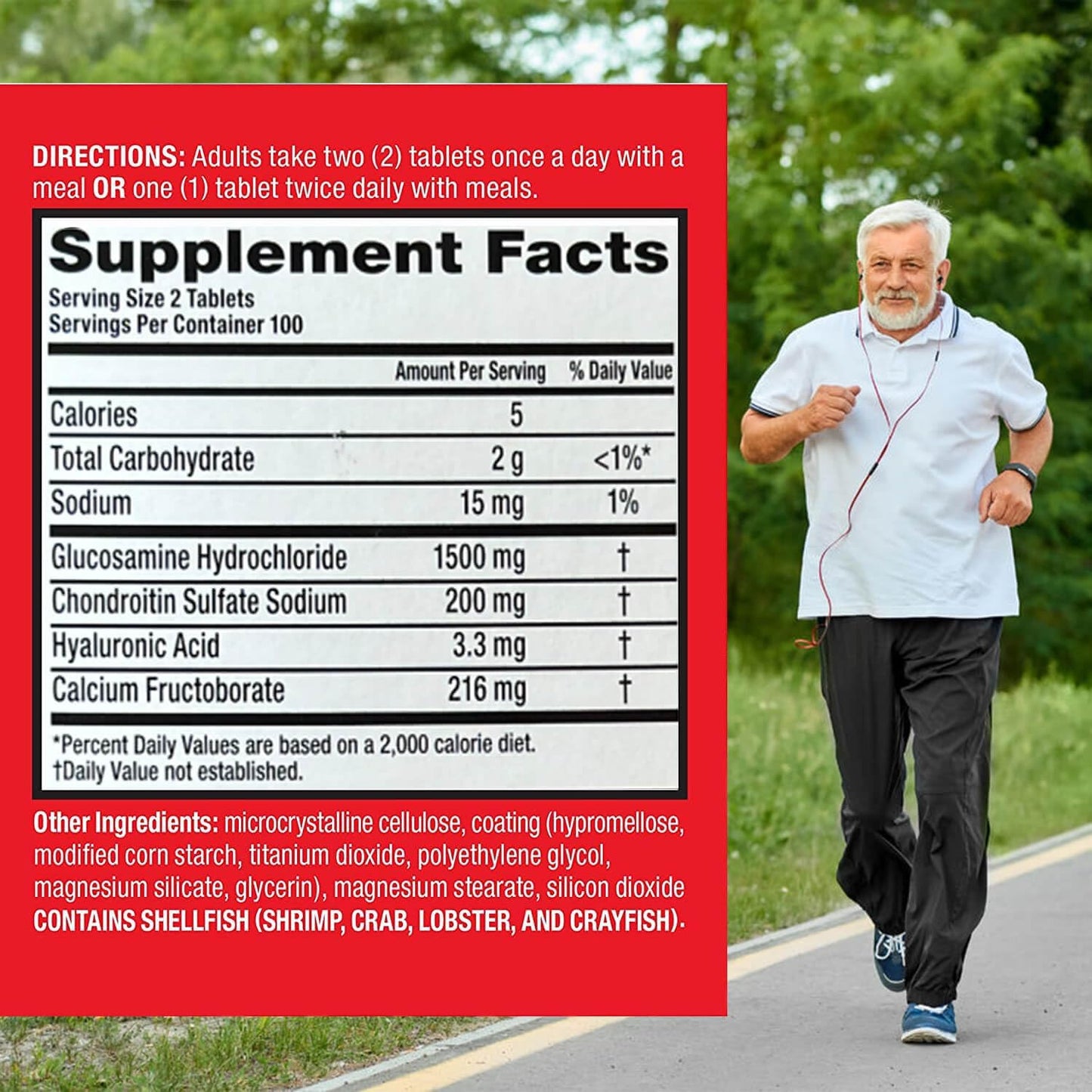 Joint Support Supplement with Glucosamine, Chondroitin, Calcium Fructoborate - 200 Tablets for Mobility, Comfort, and Strength