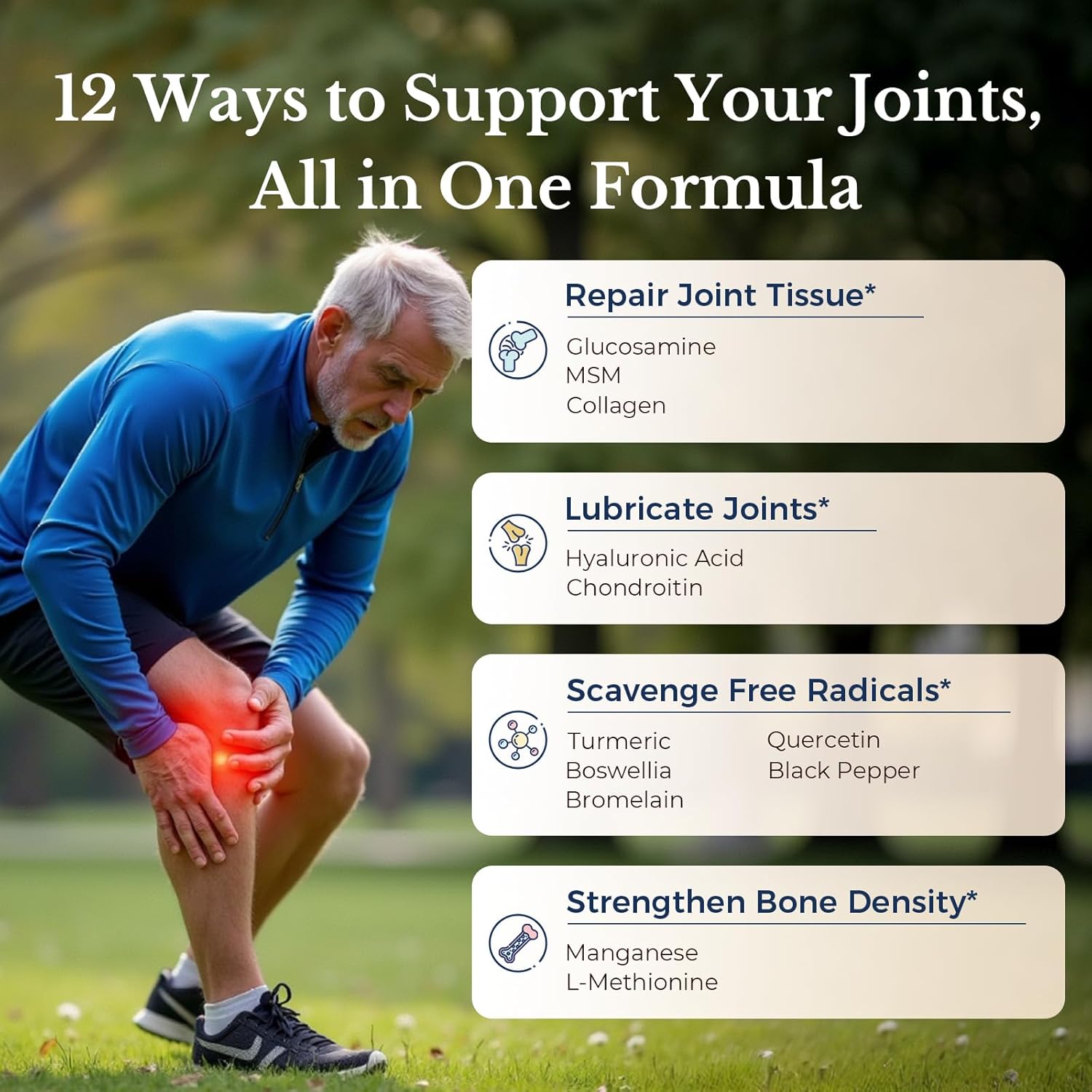 Joint Support Supplement with Glucosamine, Chondroitin, MSM, and Turmeric | 12 Ingredients for Joint Health | 240 Tablets, Shellfish-Free