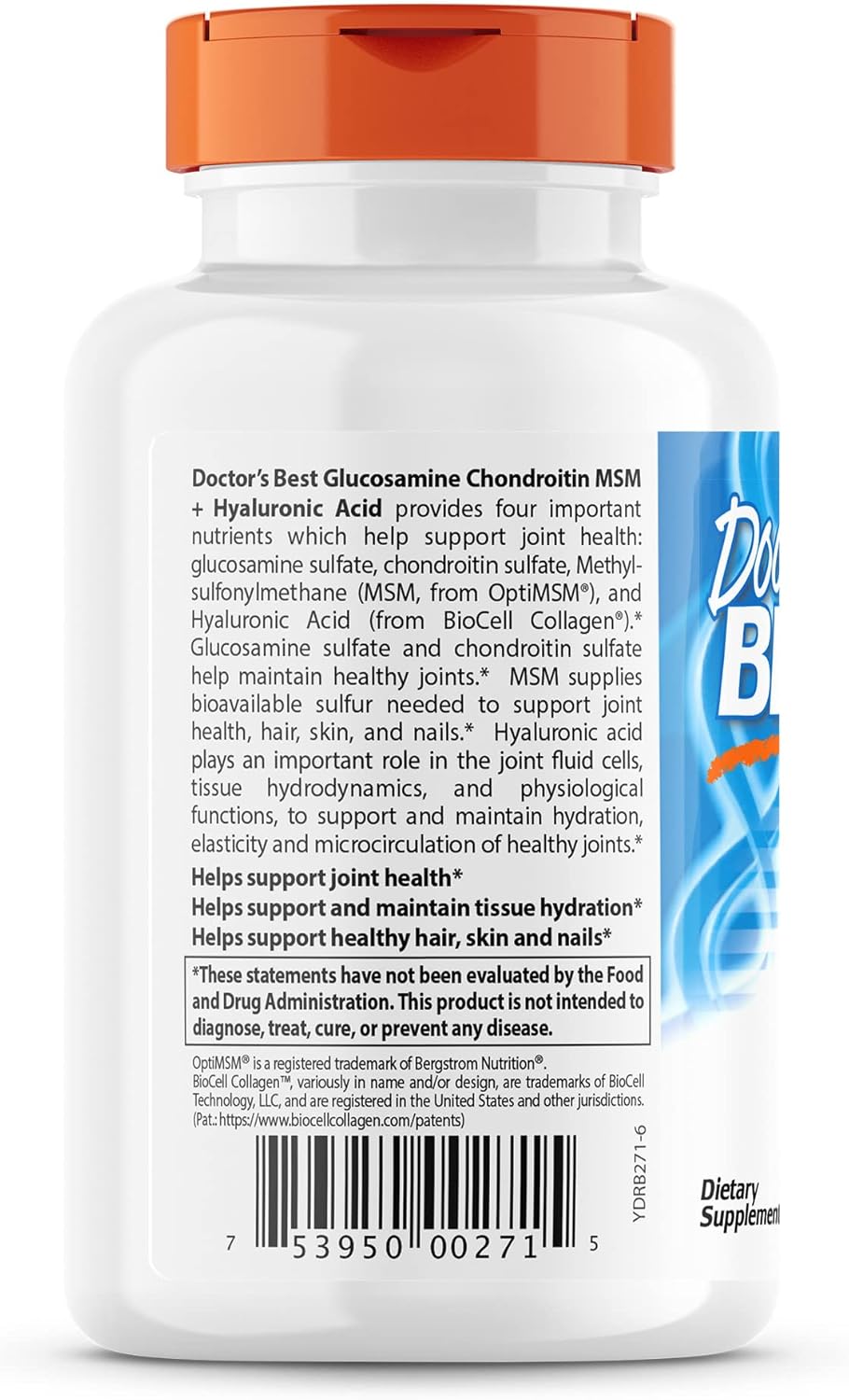 Joint Support Supplement with Glucosamine, Chondroitin, MSM, Hyaluronic Acid, and Biocell Collagen, 150 Capsules, Non-GMO, Gluten, and Soy Free
