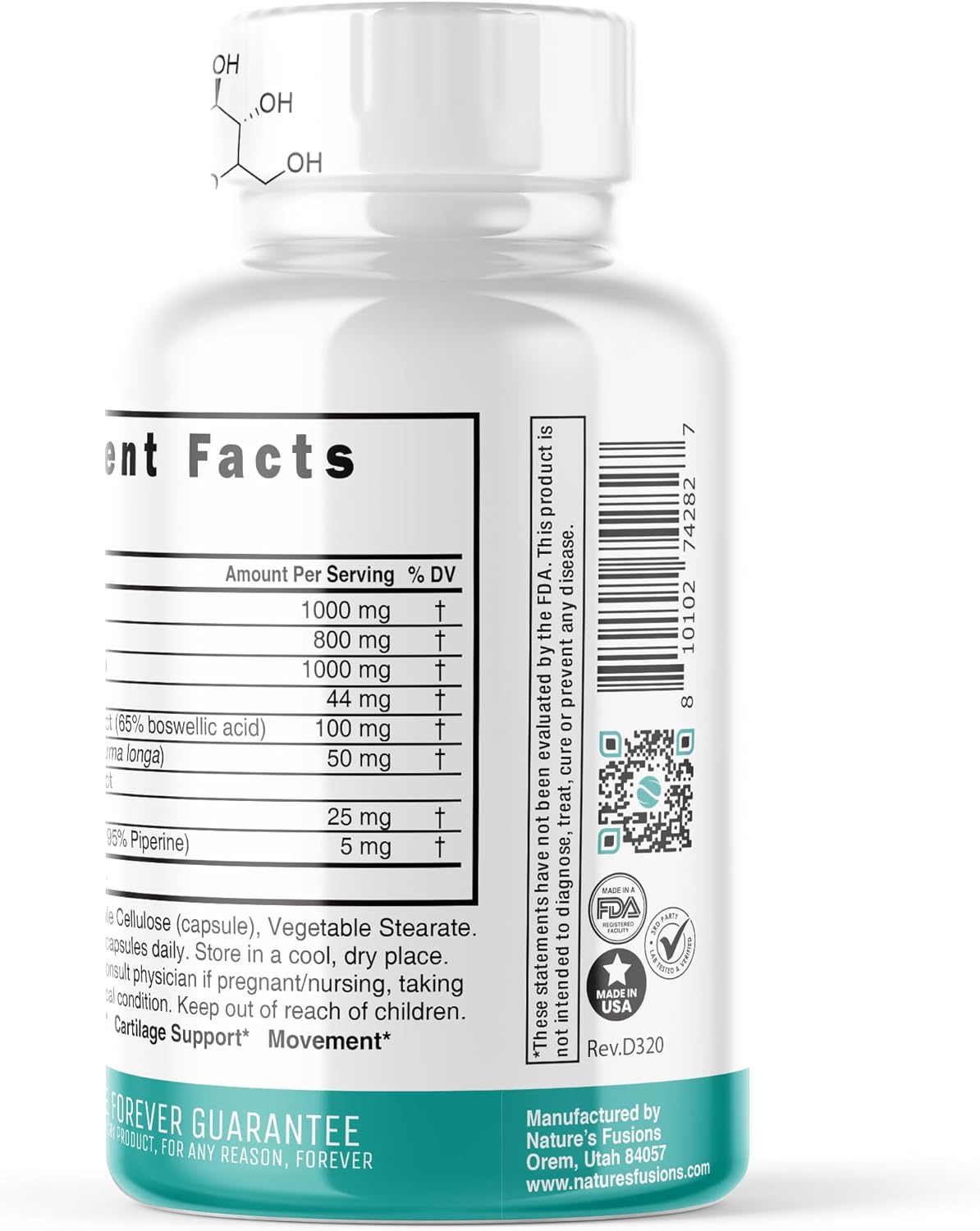 Joint Support Supplement with Glucosamine, Chondroitin, MSM, Turmeric, Boswellia - 120 Capsules - Supports Healthy Bones - with Hyaluronic Acid