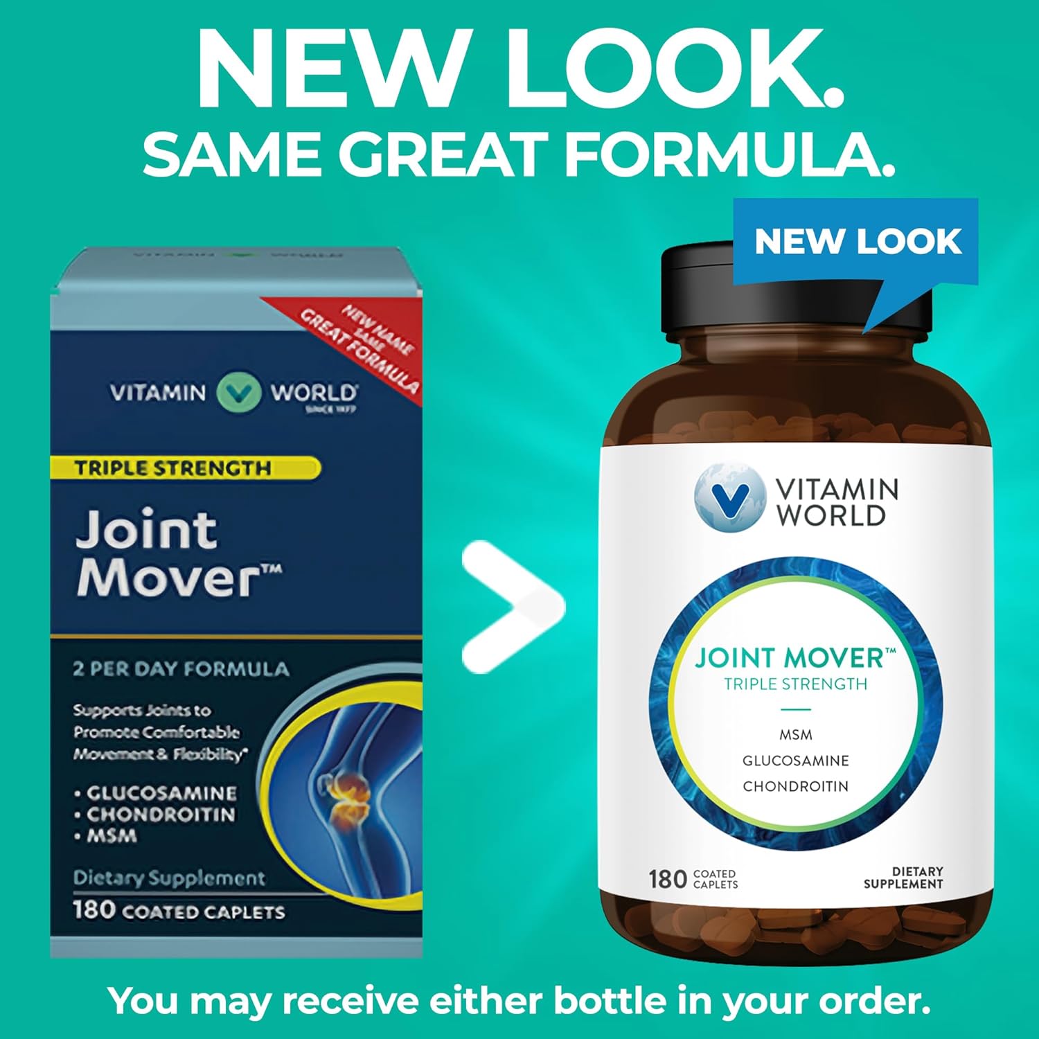 Joint Support Supplement with Glucosamine, Chondroitin, MSM, Collagen, Boswellia Serrata Extract - 180 Caplets for Joint Strength & Flexibility