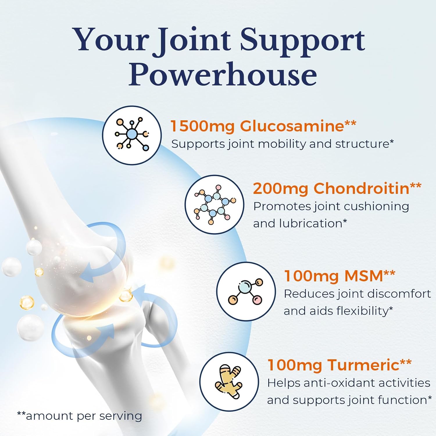 Joint Support Supplement with Glucosamine, Chondroitin, MSM, and Turmeric | 12 Ingredients for Joint Health | 240 Tablets, Shellfish-Free