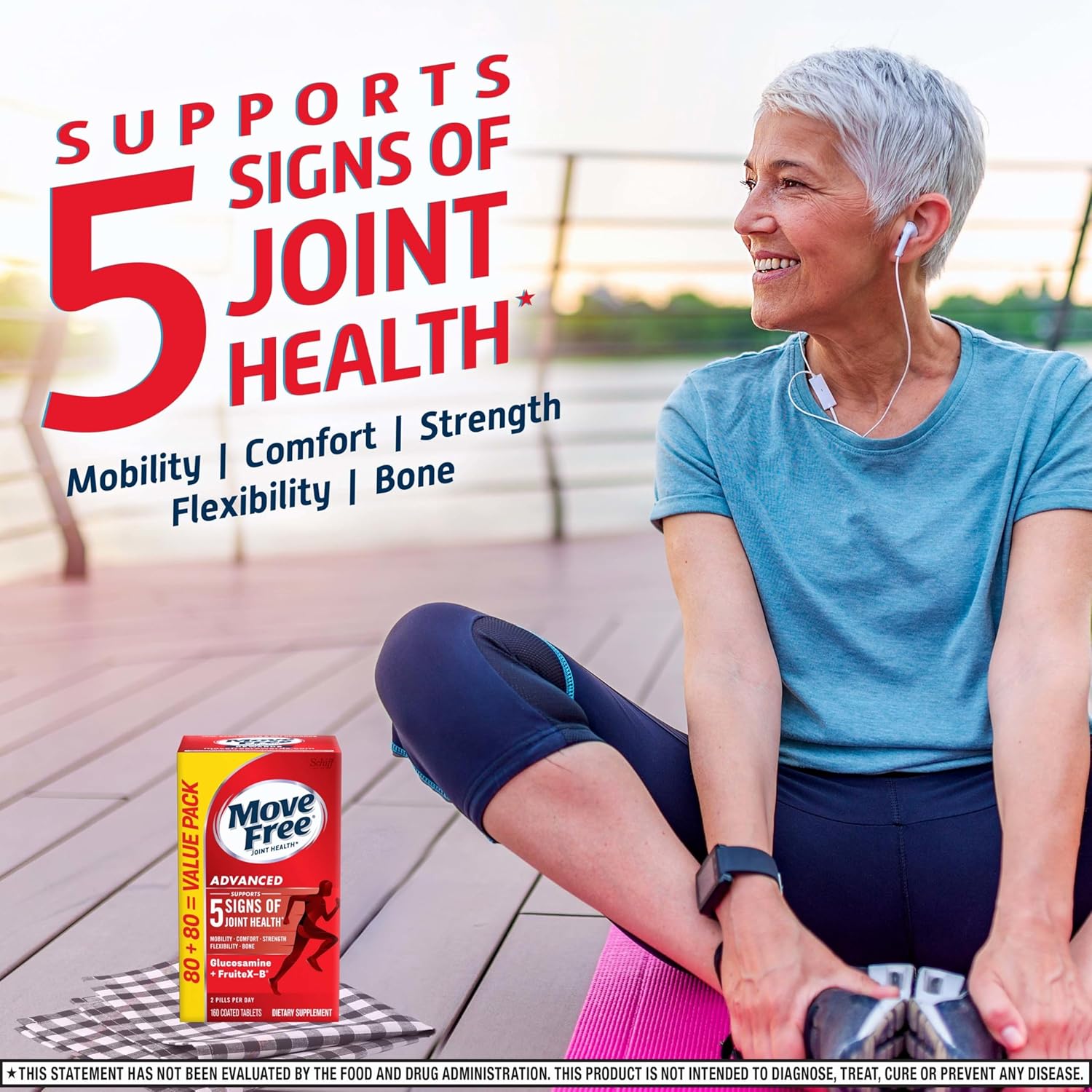 Joint Support Supplement with Glucosamine, Chondroitin, Calcium Fructoborate - 160 Tablets for Mobility & Bone Strength