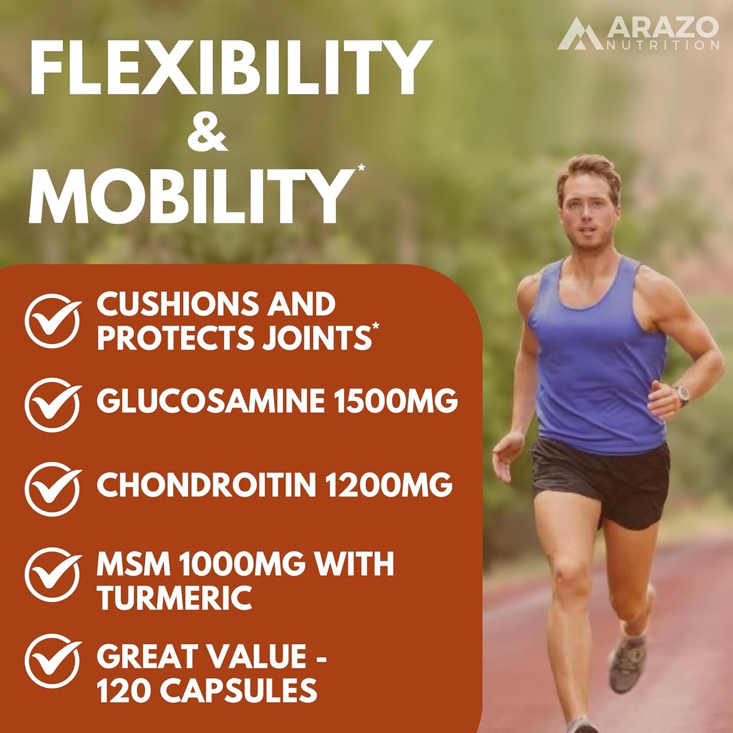 Joint Support Supplement with Glucosamine, Chondroitin, Turmeric, MSM, and Boswellia - 120 Capsules for Bone, Back, Knee, and Hand Relief