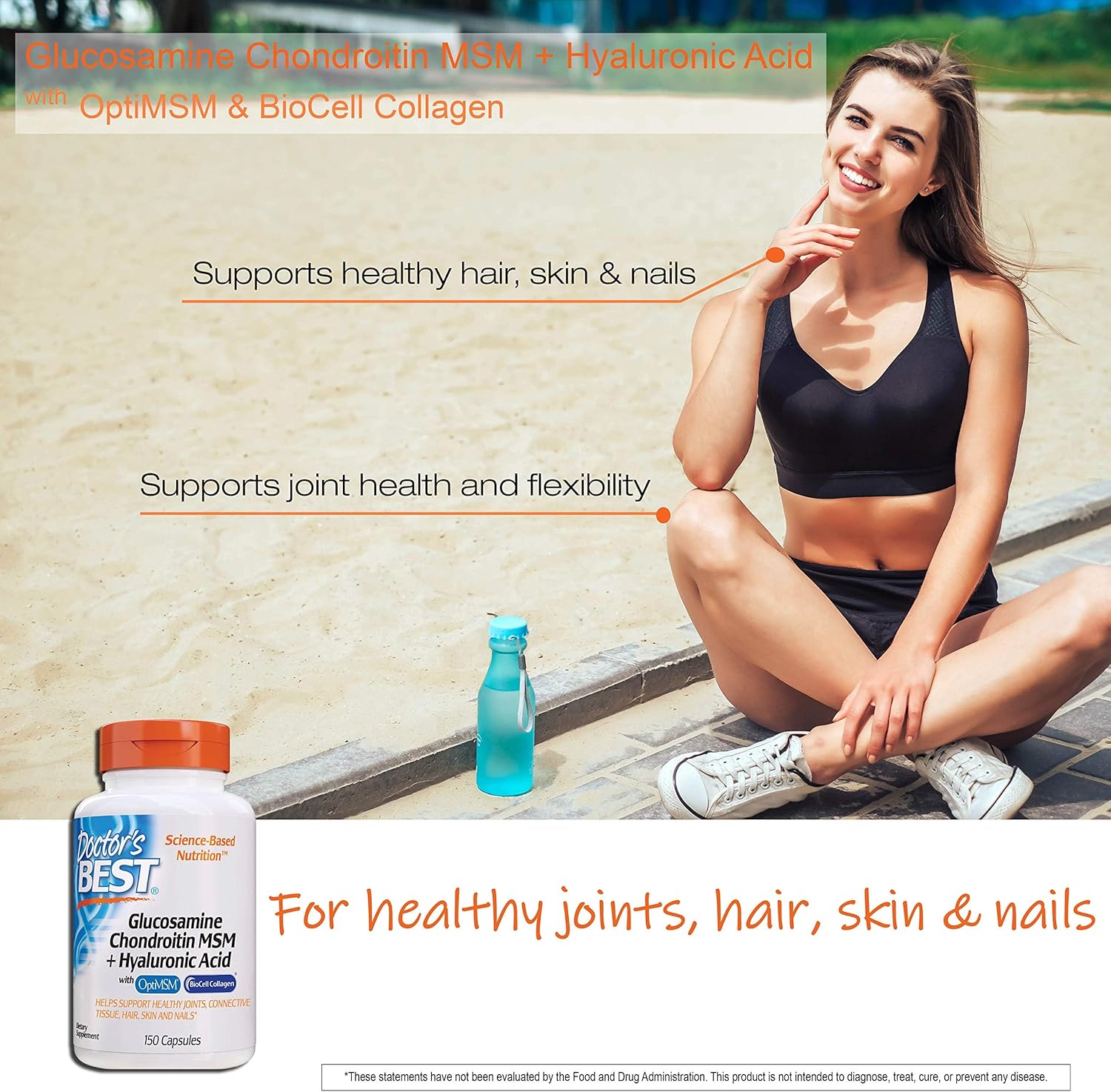 Joint Support Supplement with Glucosamine, Chondroitin, MSM, Hyaluronic Acid, and Biocell Collagen, 150 Capsules, Non-GMO, Gluten, and Soy Free